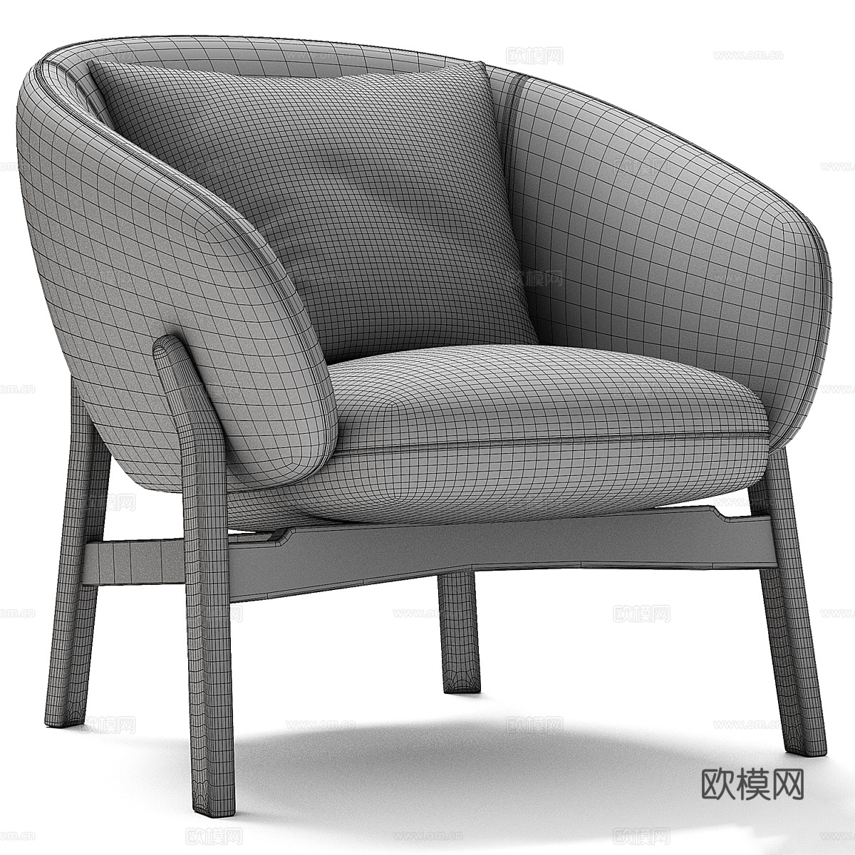 新中式布艺扶手椅3d模型