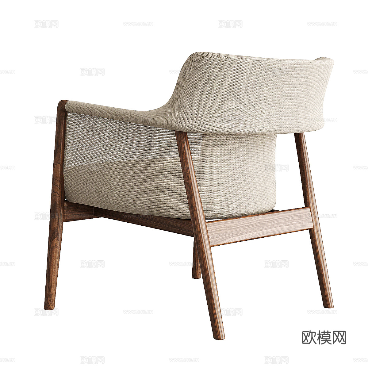 新中式布艺扶手椅3d模型