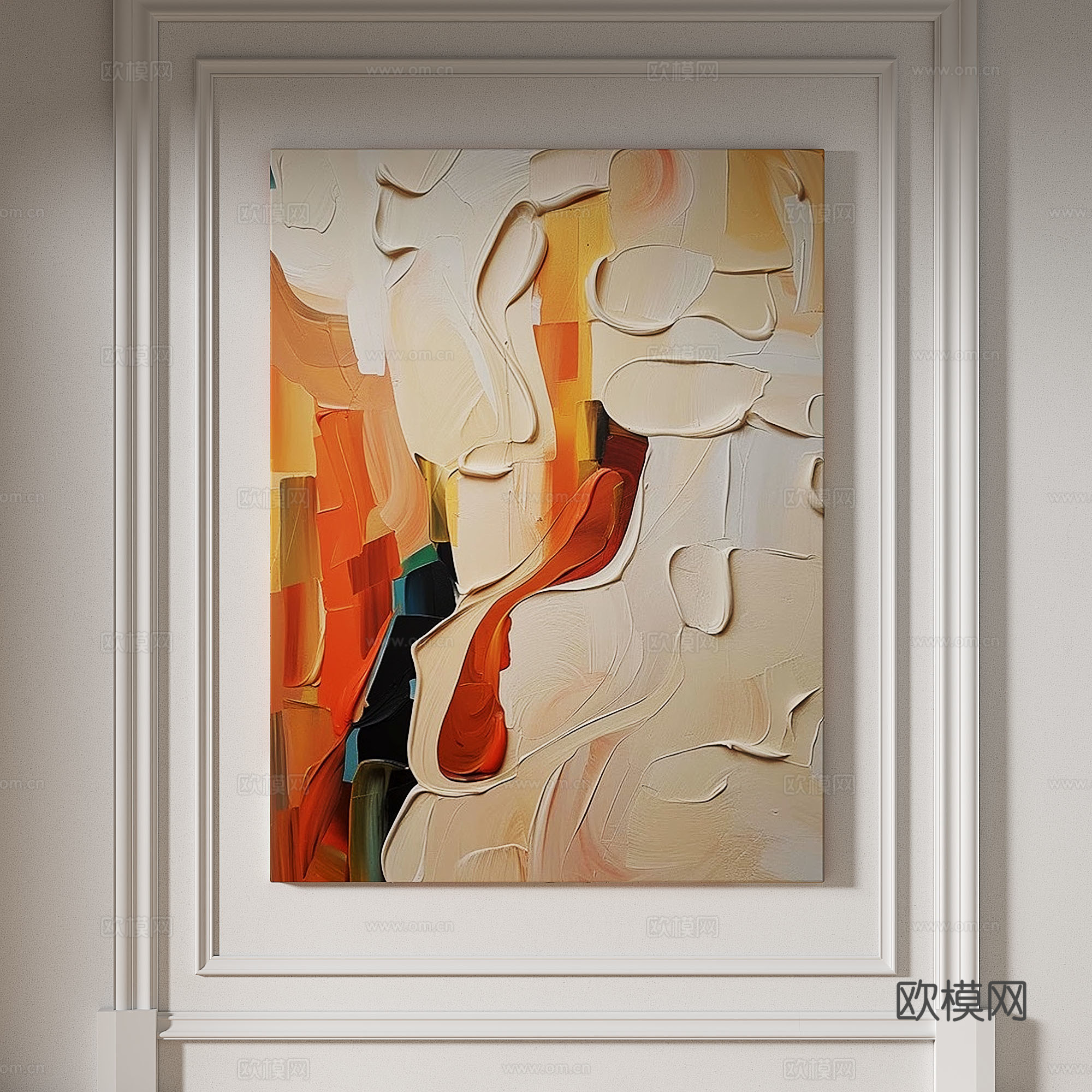 现代，简约，奶油风，轻奢，侘寂，肌理，立体，装饰画3d模型