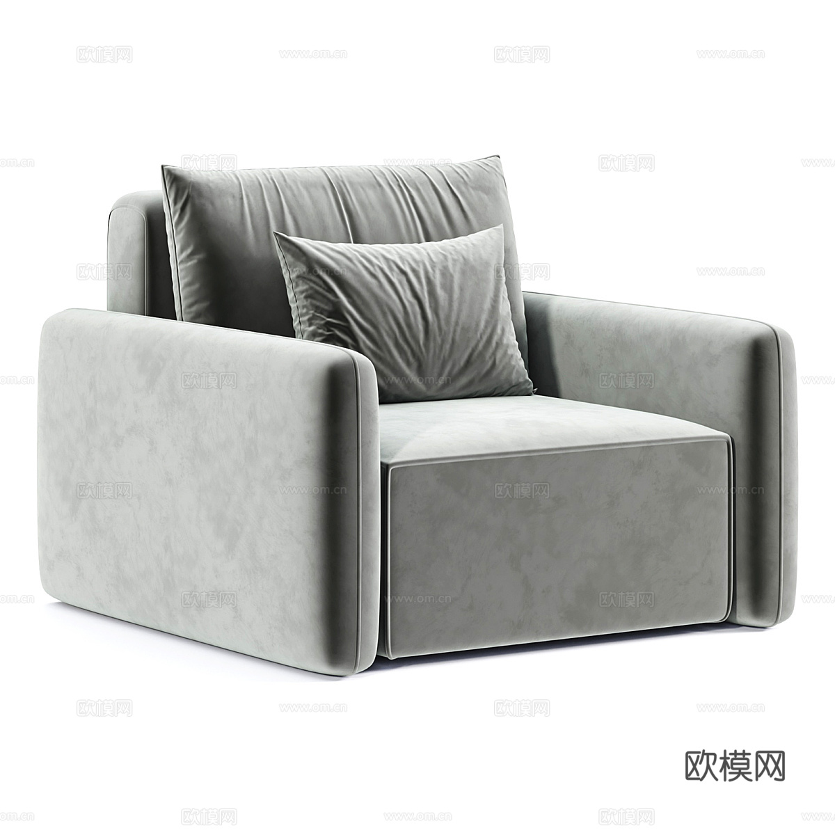 现代意式单人布艺休闲沙发3d模型
