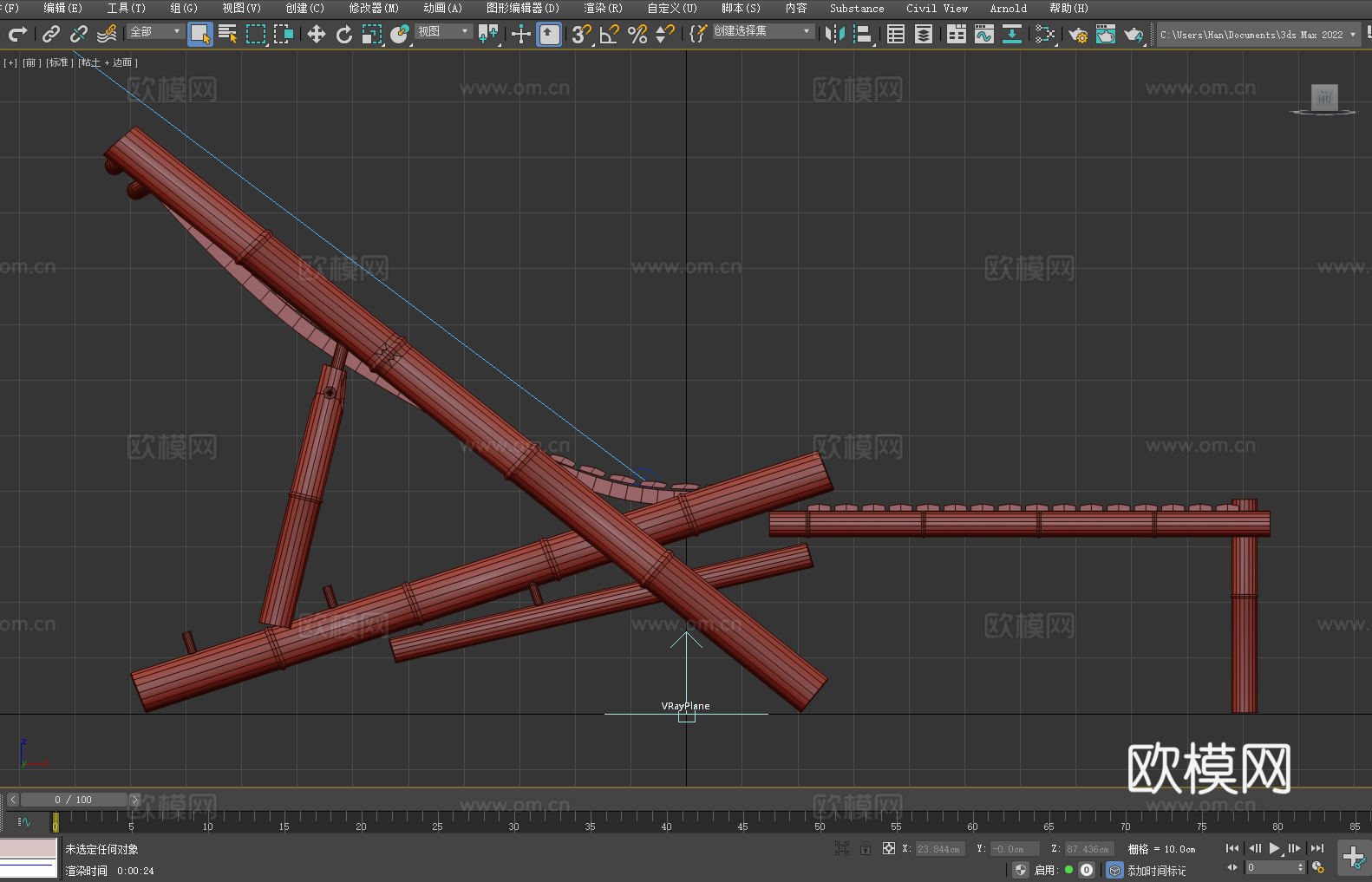 竹椅 竹制躺椅 躺椅 沙滩椅3d模型