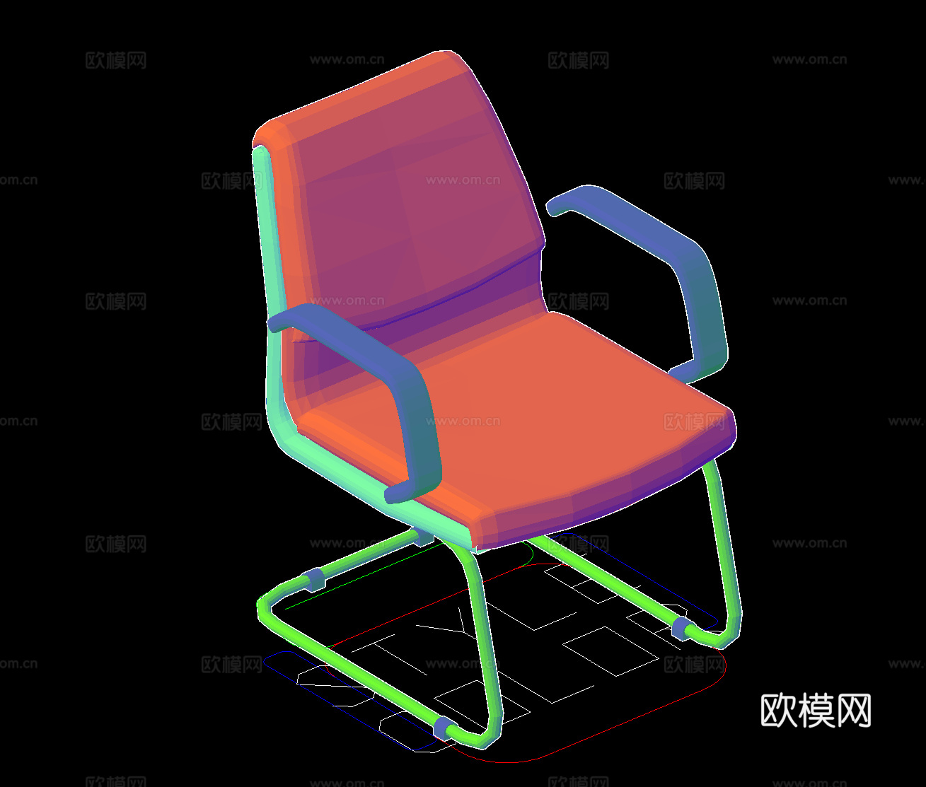 班椅立体图cad施工图