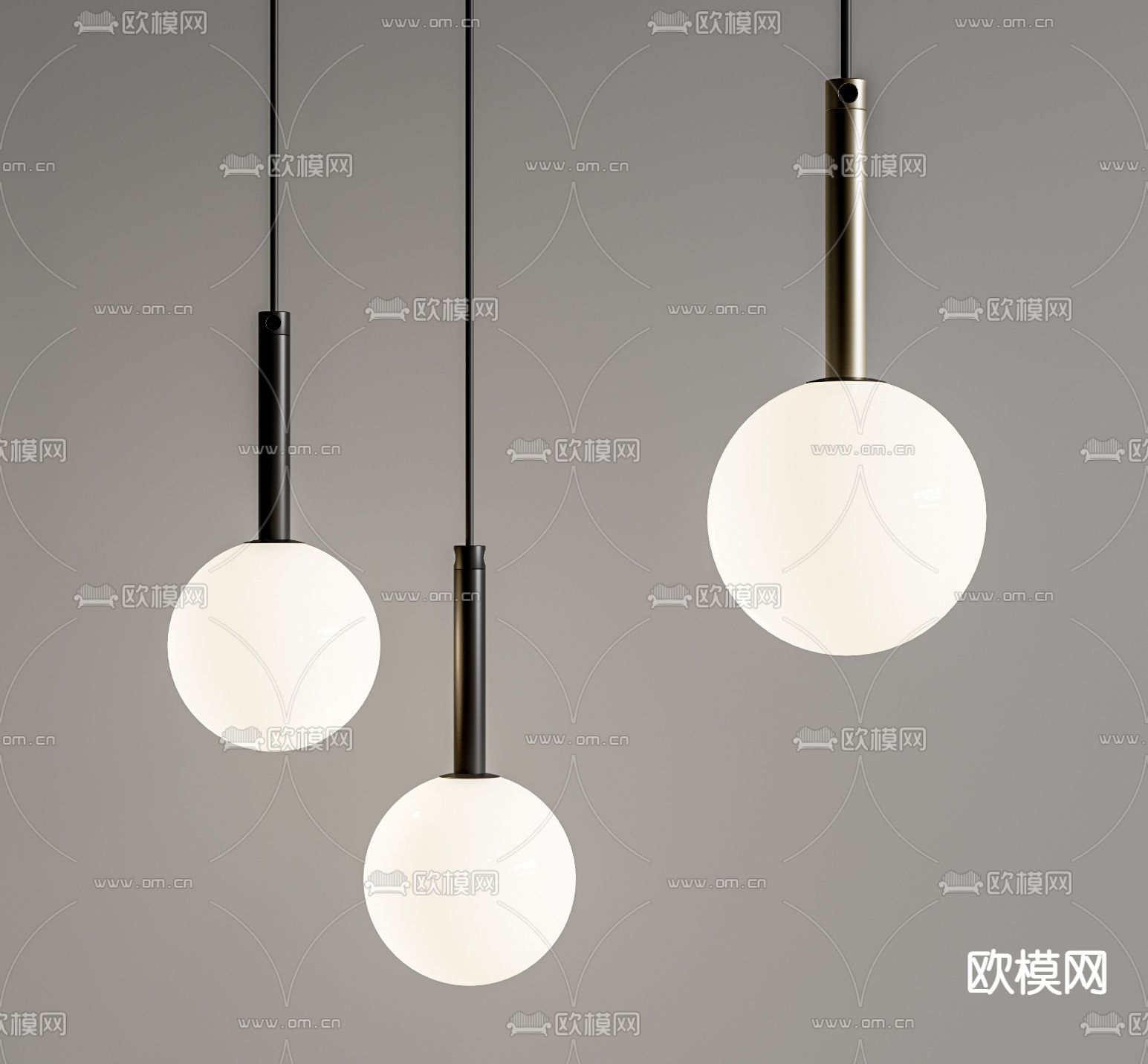 现代球型小吊灯su模型下载（渲染图1）