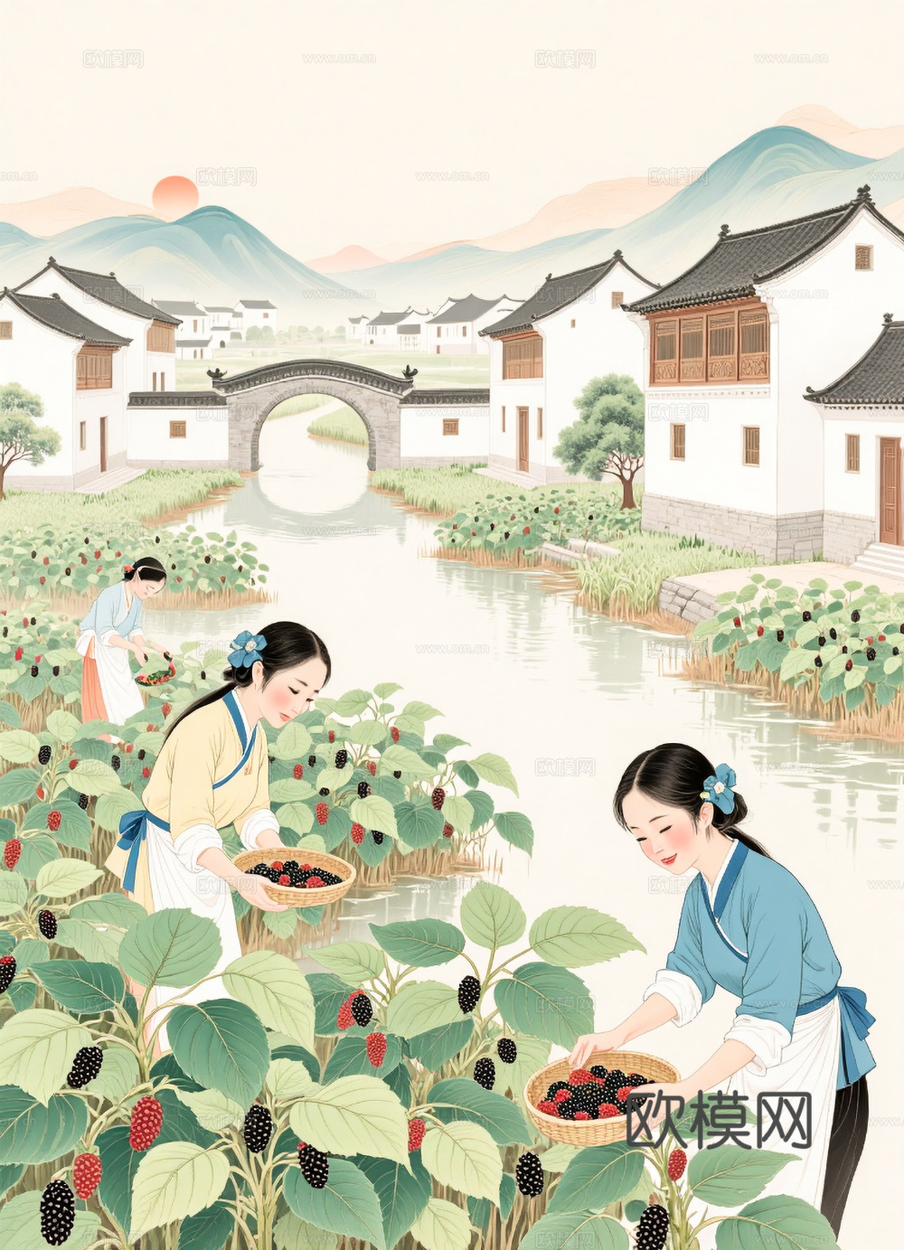 背景挂画 采摘 传统