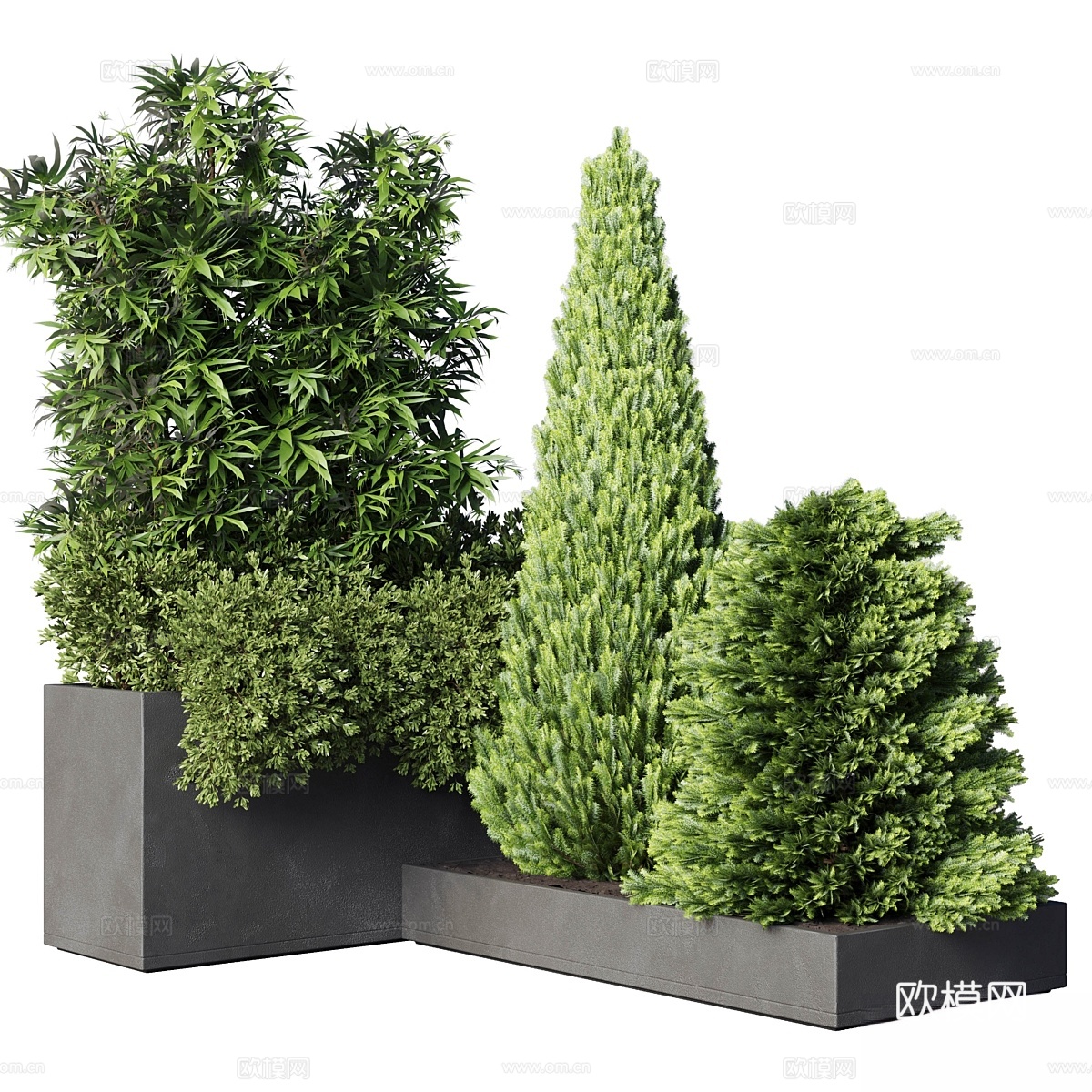 户外植物系列 50 混凝土泥土花盆3d模型
