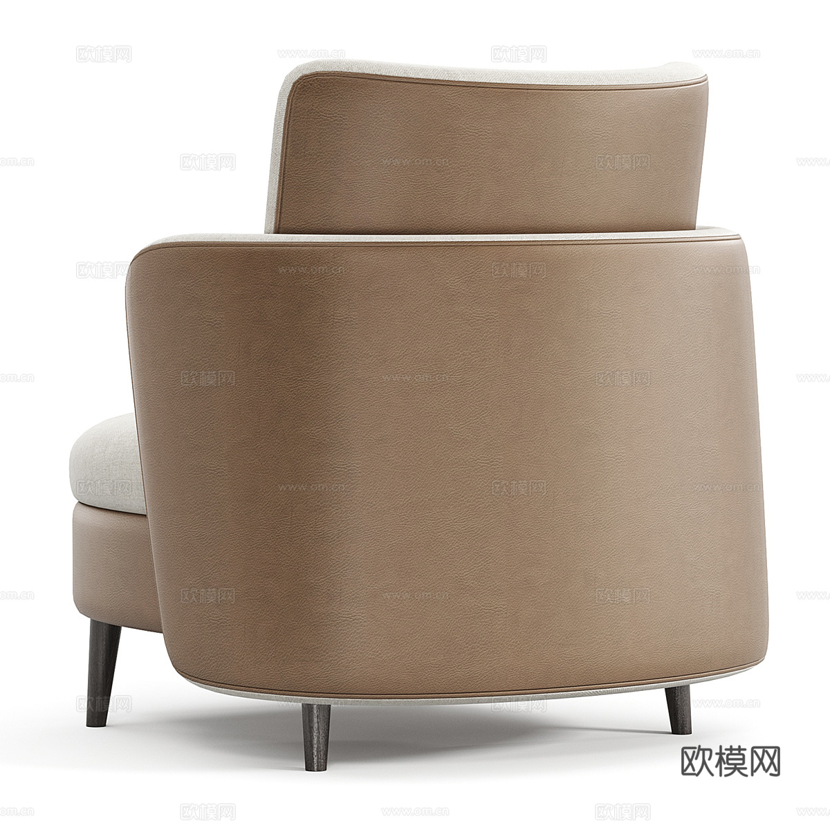 现代意式布艺皮革扶手椅3d模型