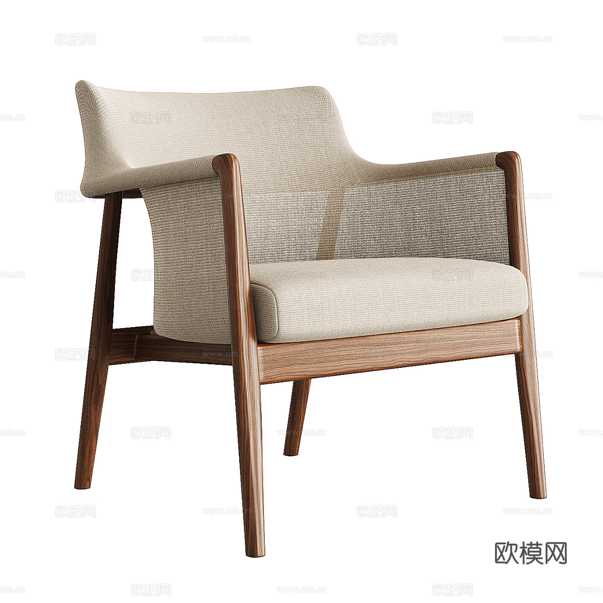 新中式布艺扶手椅3d模型