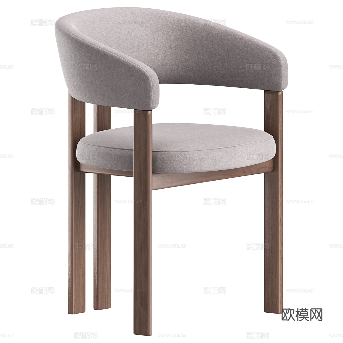 新中式布艺木质单椅3d模型