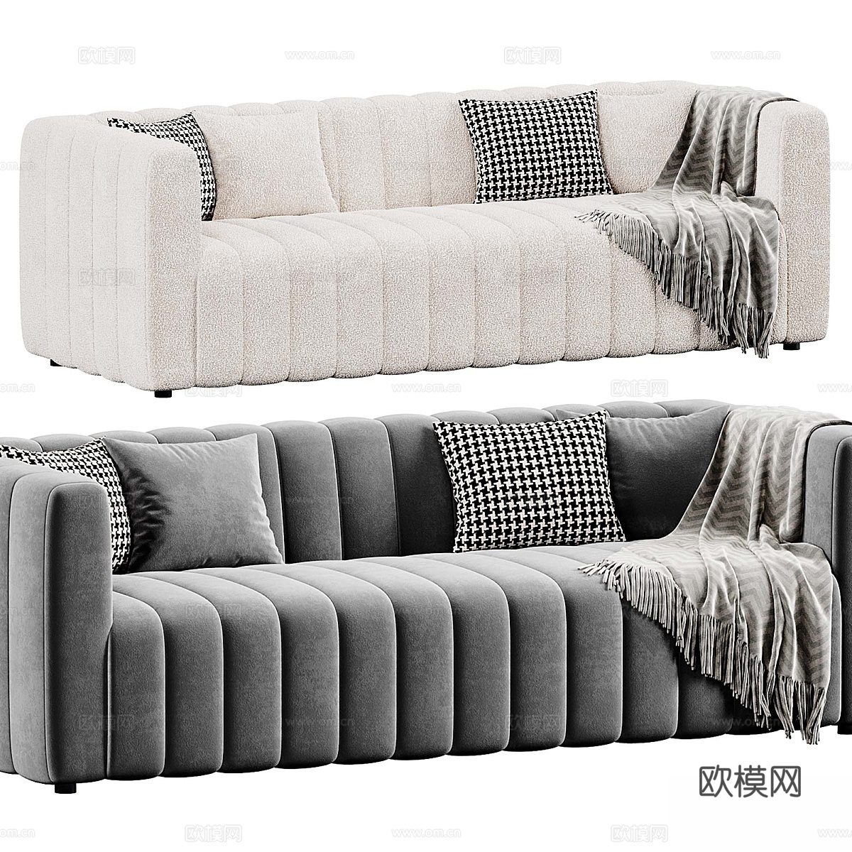 Royal Boucle Sofa Naduvi Sofa3d模型