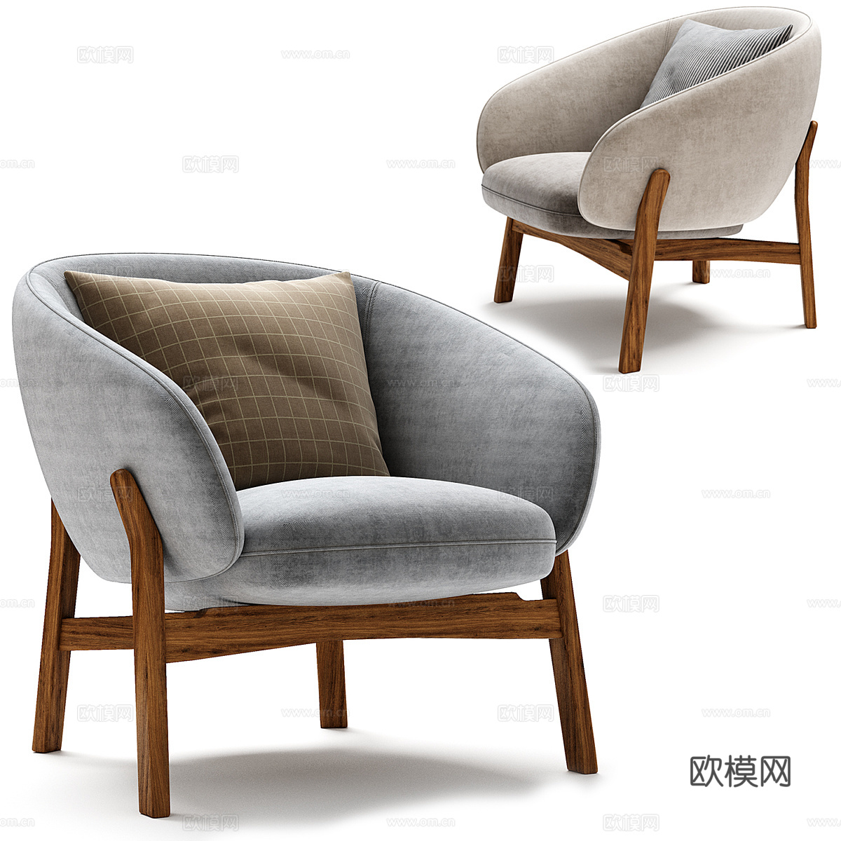新中式布艺扶手椅3d模型