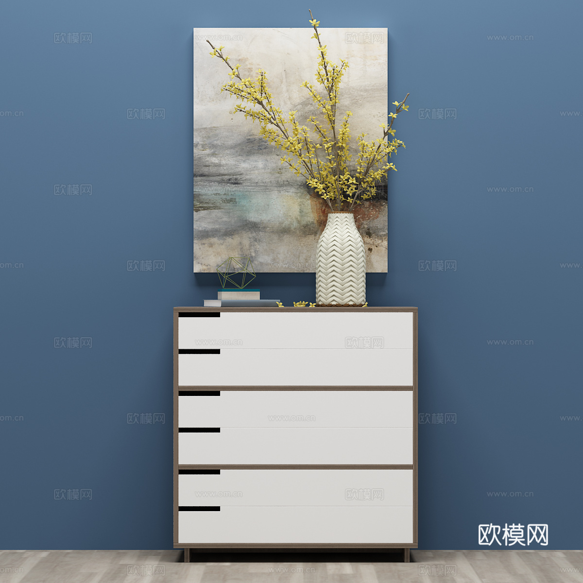 现代鞋柜 装饰柜 装饰画 边柜3d模型