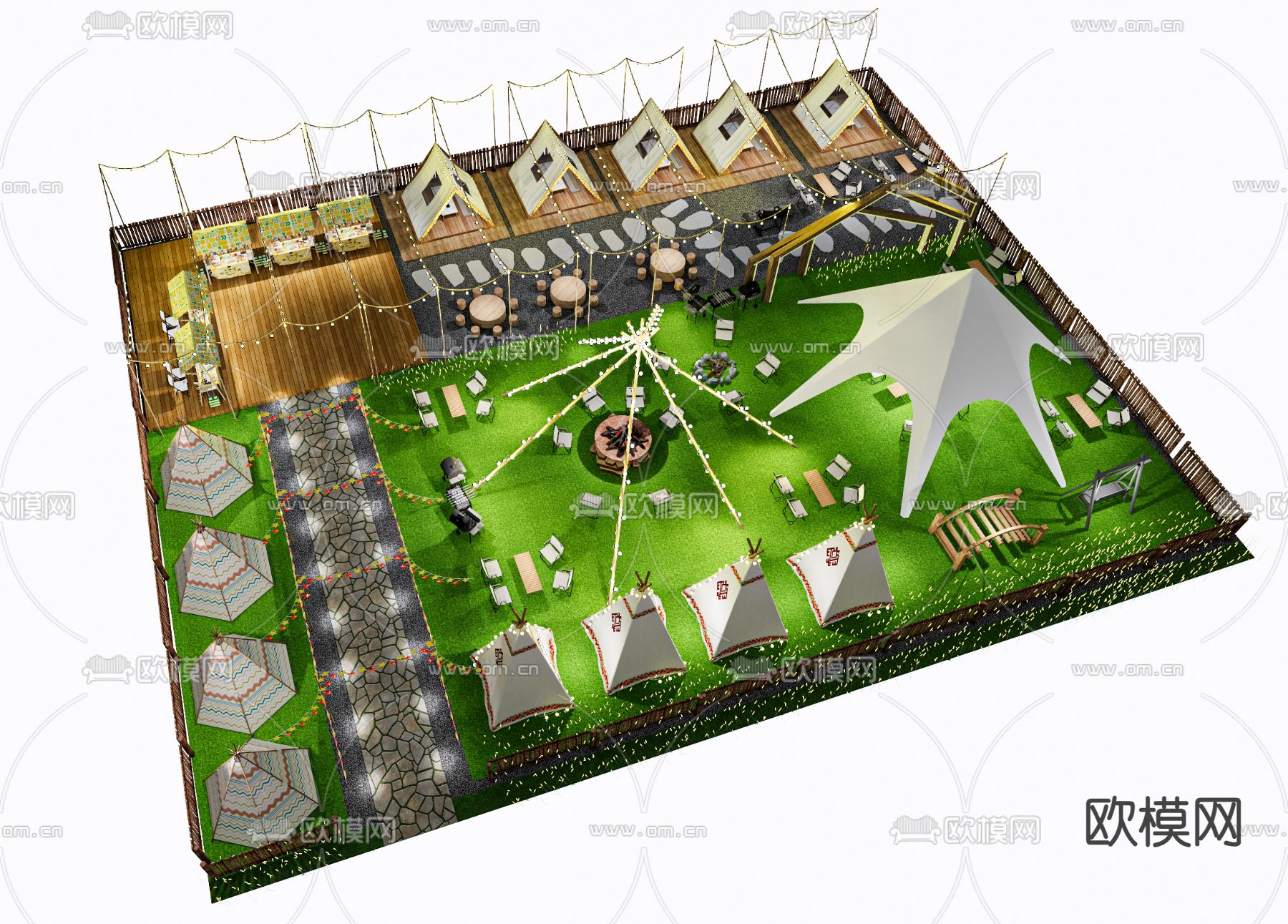 现代露营餐厅su模型下载（渲染图1）