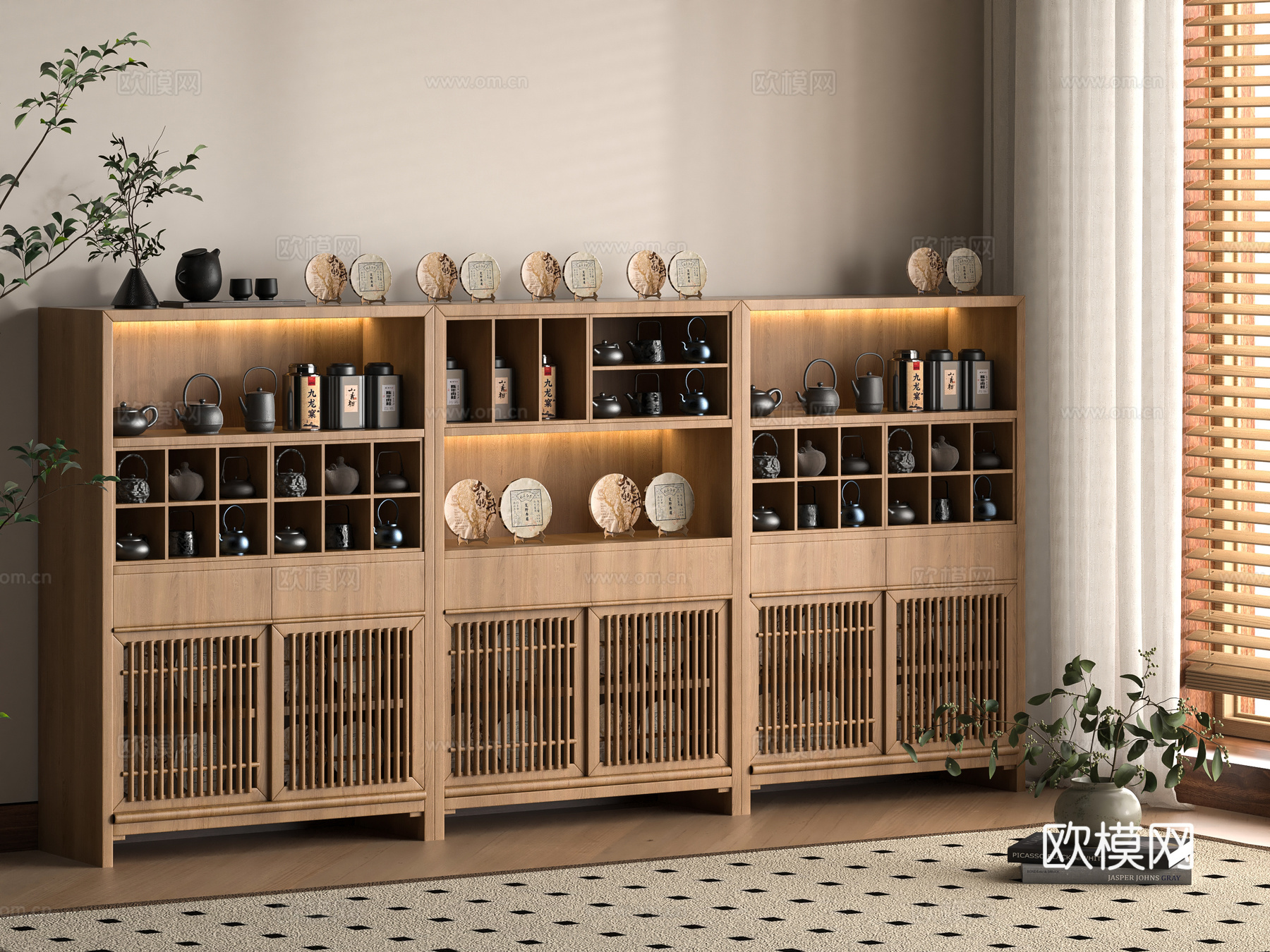 新中式茶柜3d模型下载