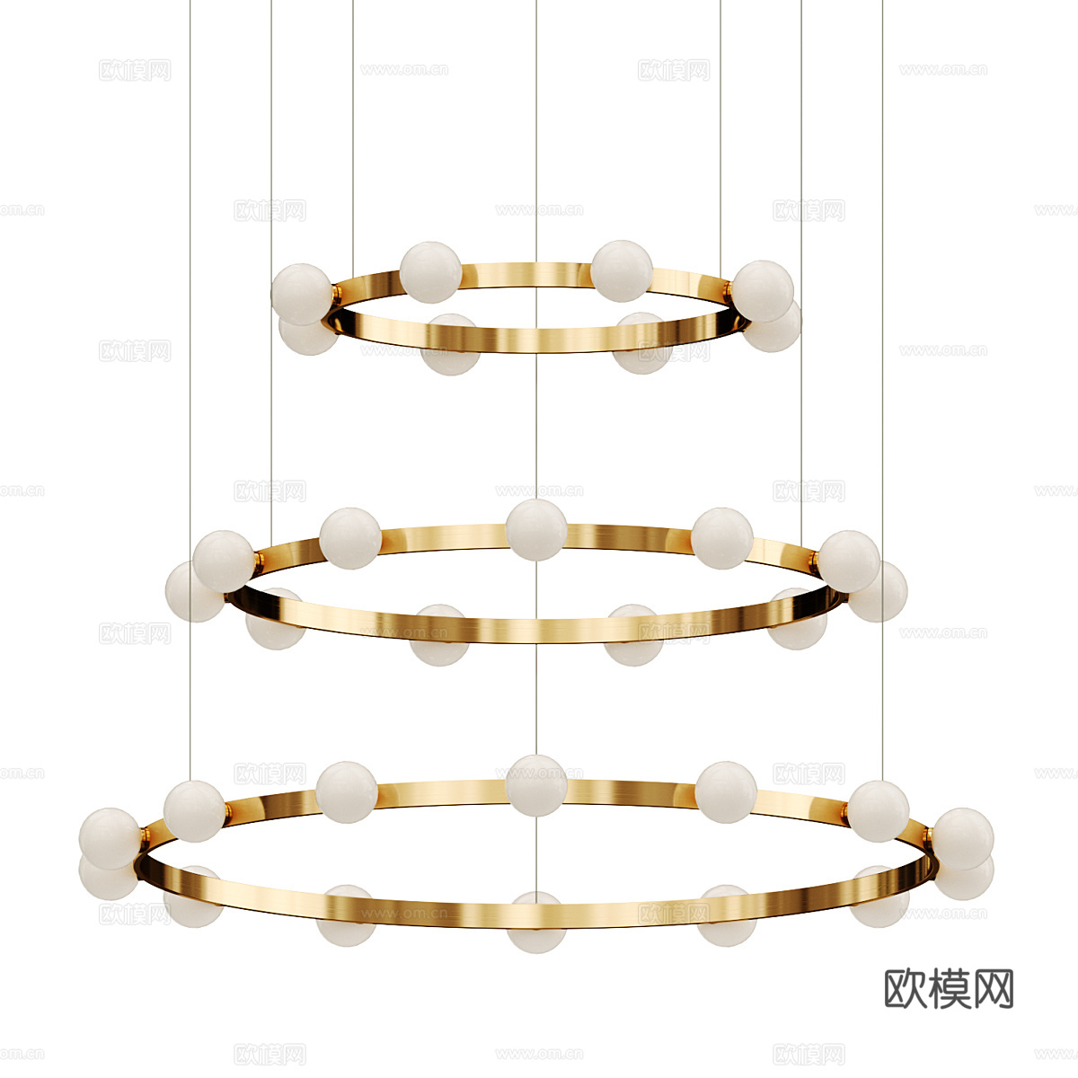 现代轻奢圆形金属装饰吊灯3d模型