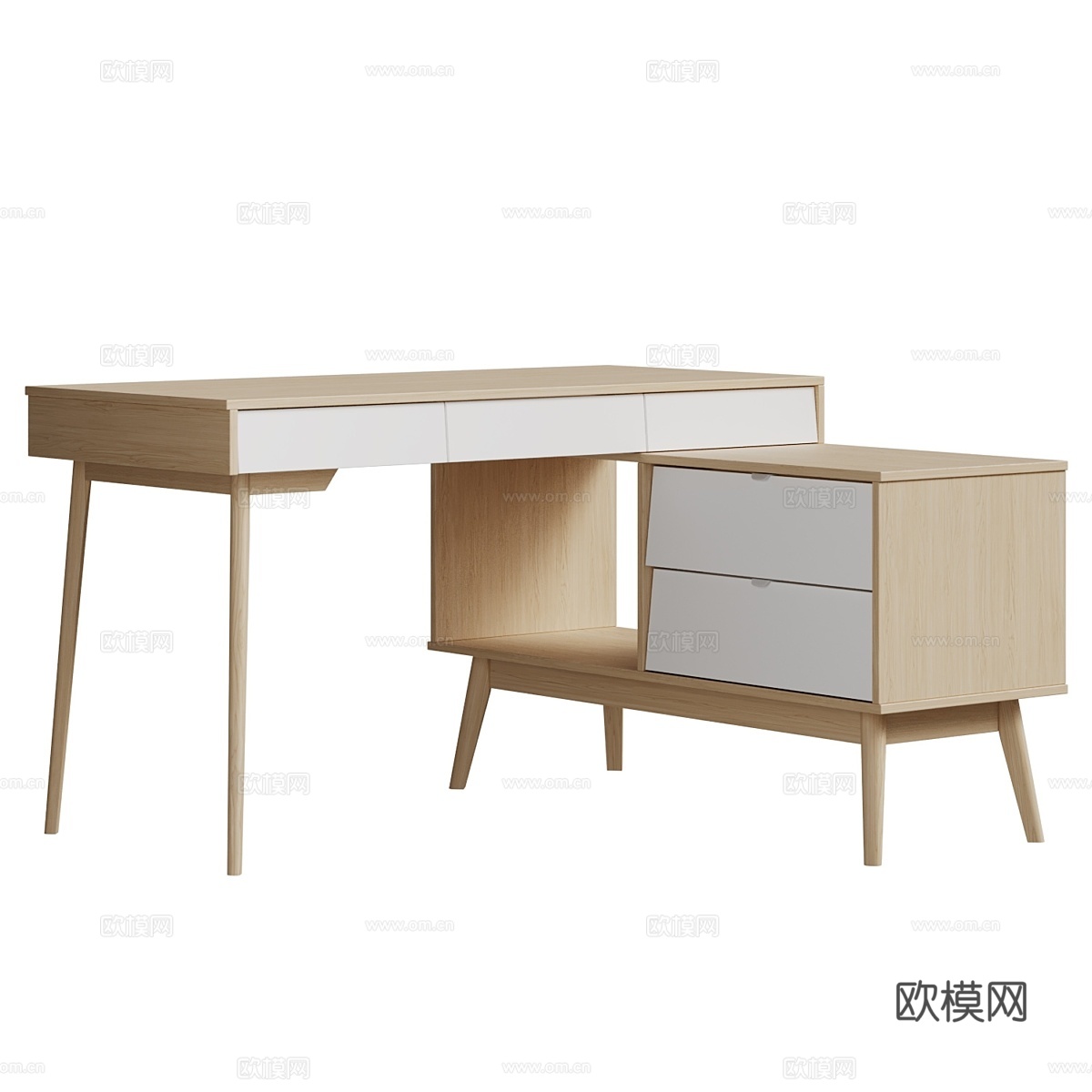 Leslie-2 桌面胶合板白色3d模型