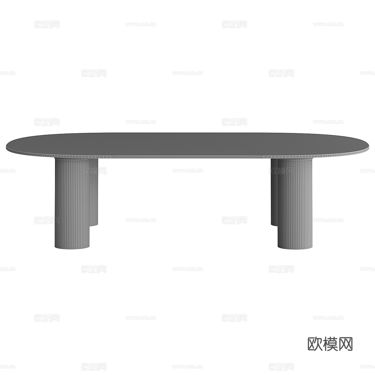 现代意式极简椭圆玻璃茶几3d模型