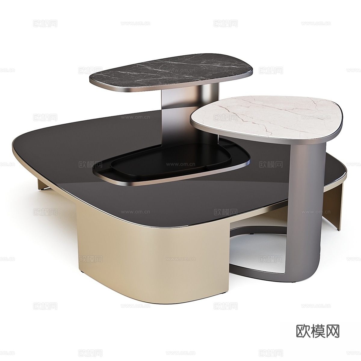 Poliform Koishi - 咖啡桌和边桌套装 013d模型