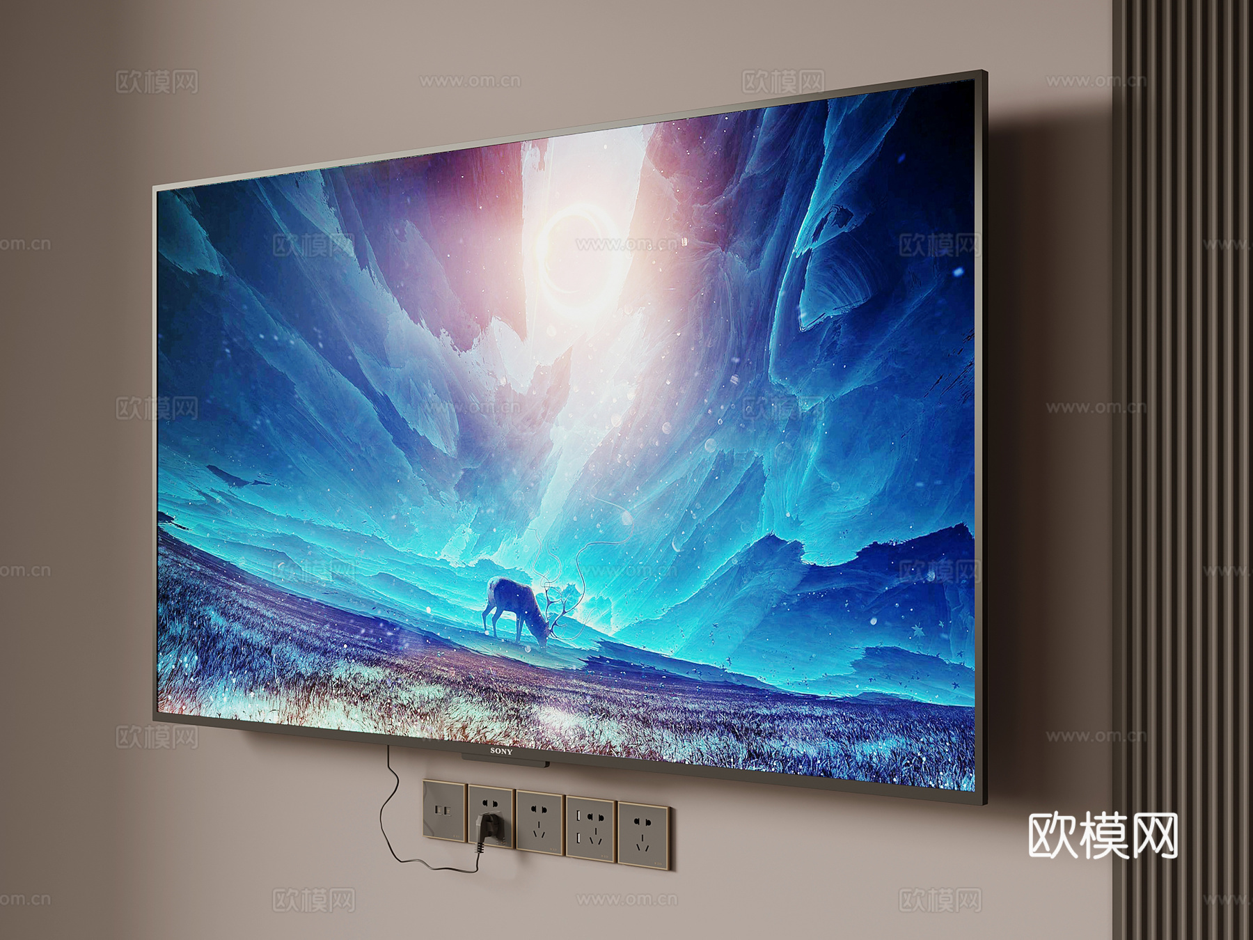 现代壁挂式电视 液晶电视su模型