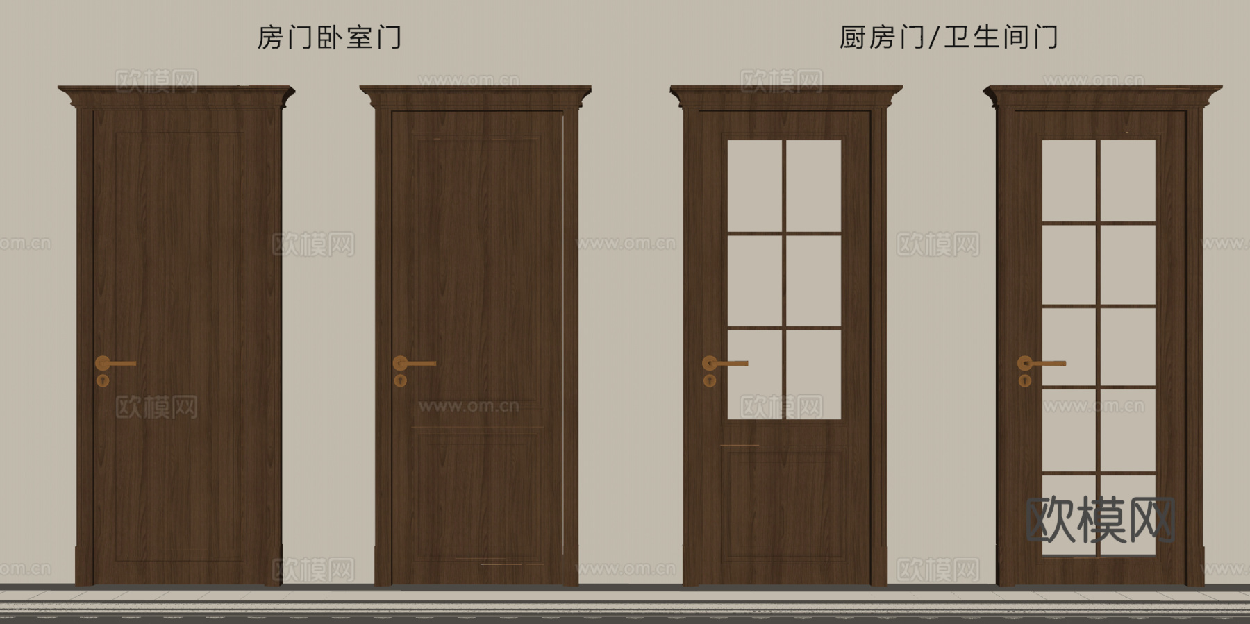 法式中古风厨卫门 卧室门su模型