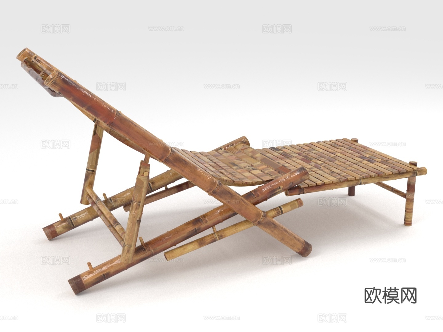 竹椅 竹制躺椅 躺椅 沙滩椅3d模型