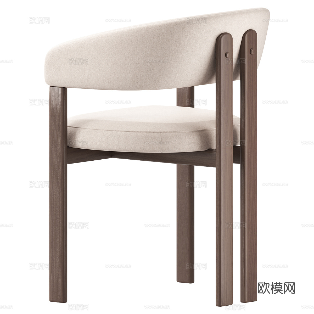 新中式布艺木质单椅3d模型