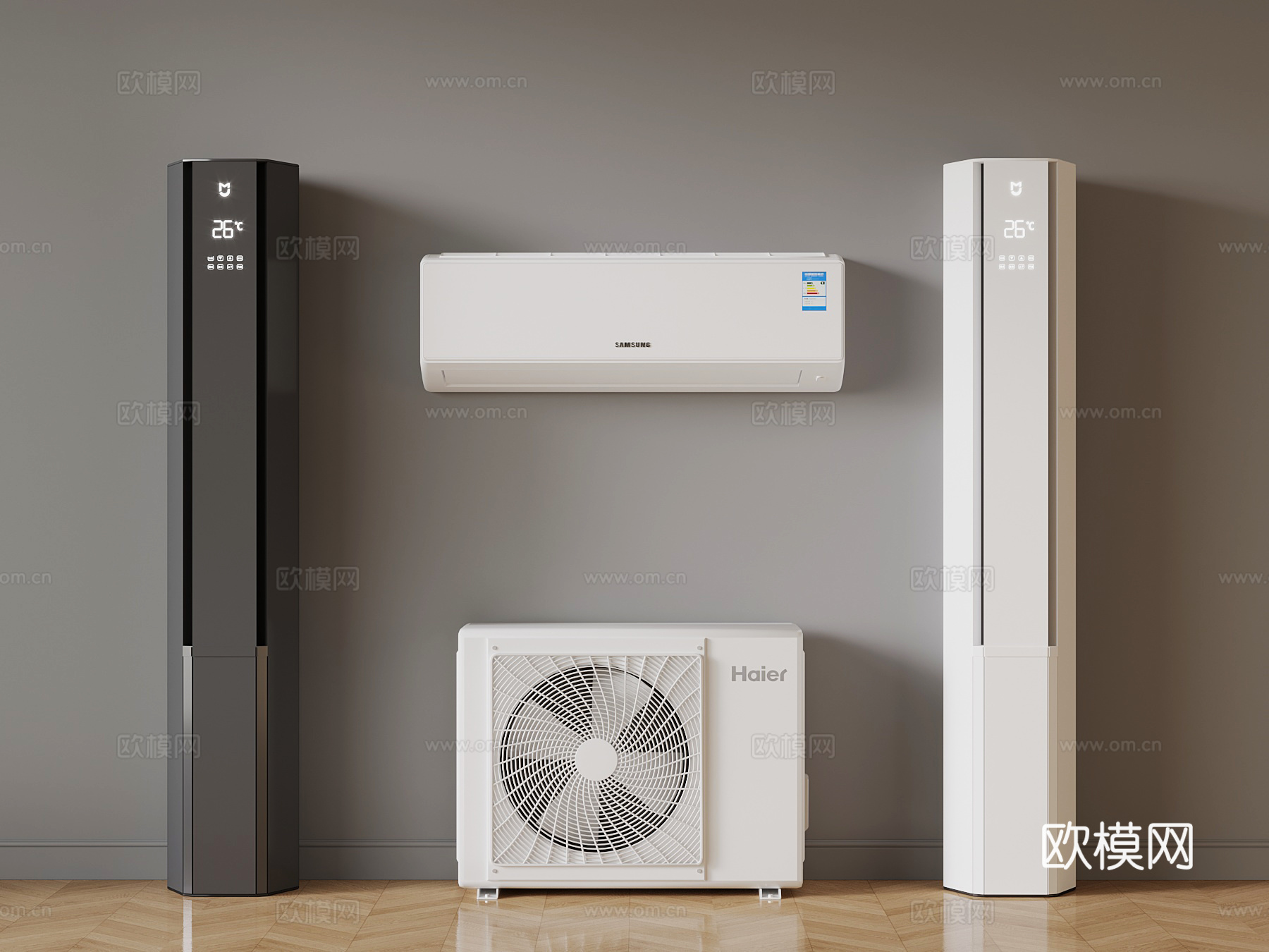 现代空调 立式空调 壁式空调3d模型