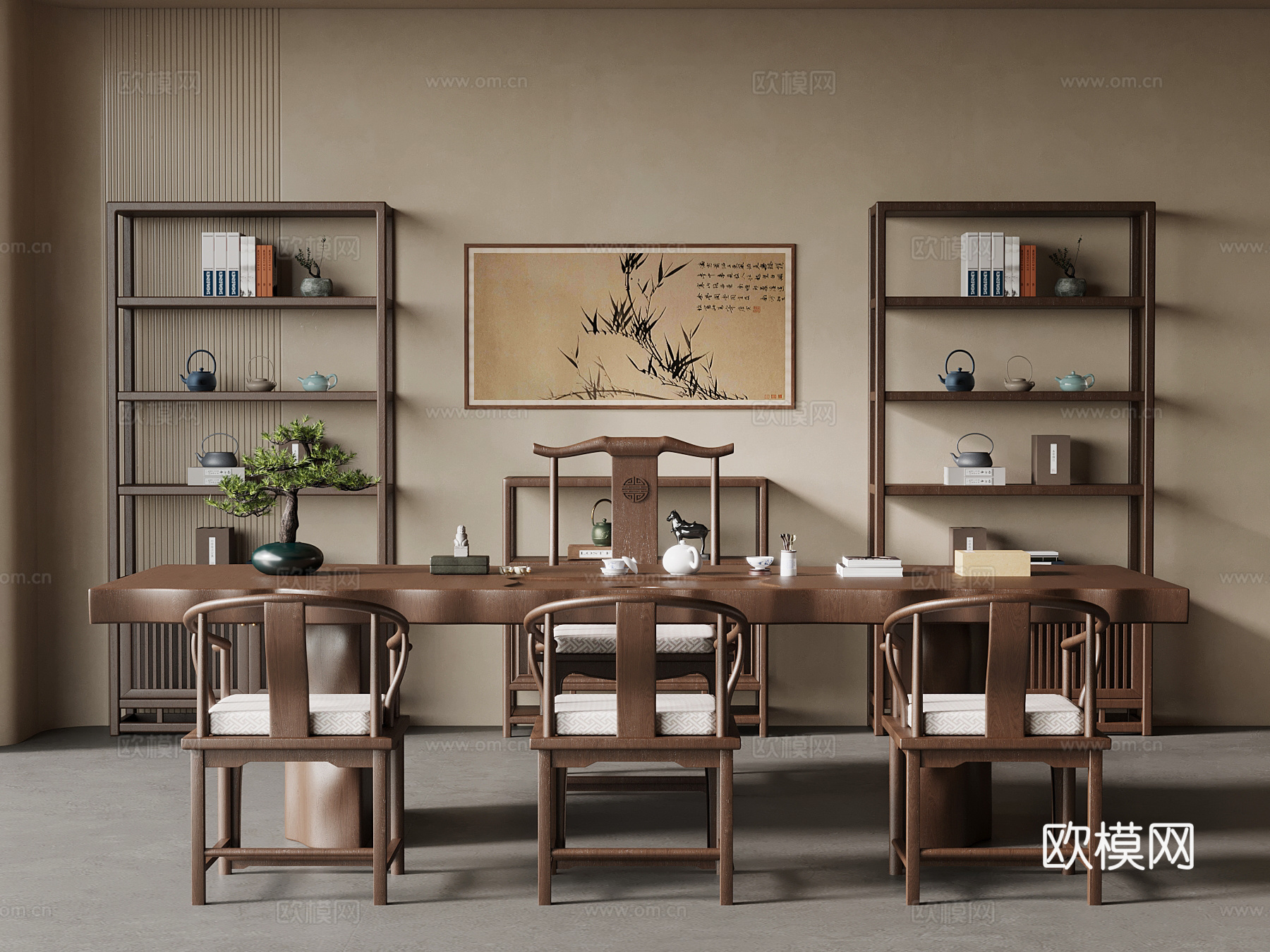 新中式茶室3d模型下载