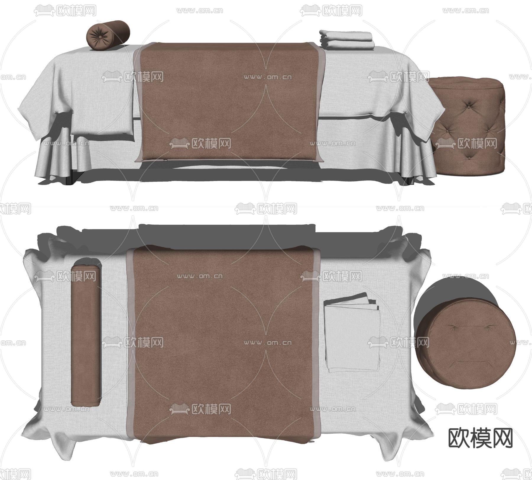 现代SPA按摩床 美容床su模型下载（渲染图2）