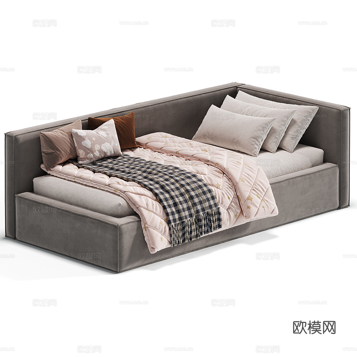 现代意式儿童布艺沙发床3d模型