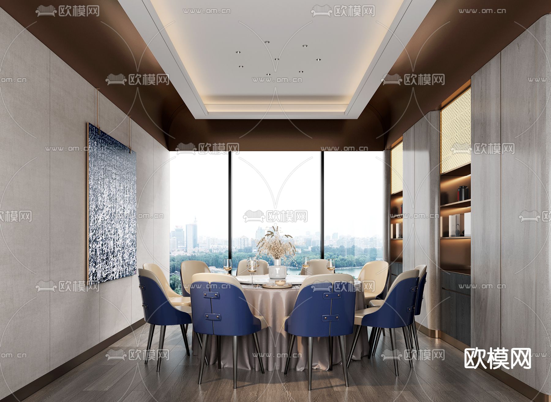 新中式酒店包房 包厢su模型下载（渲染图1）