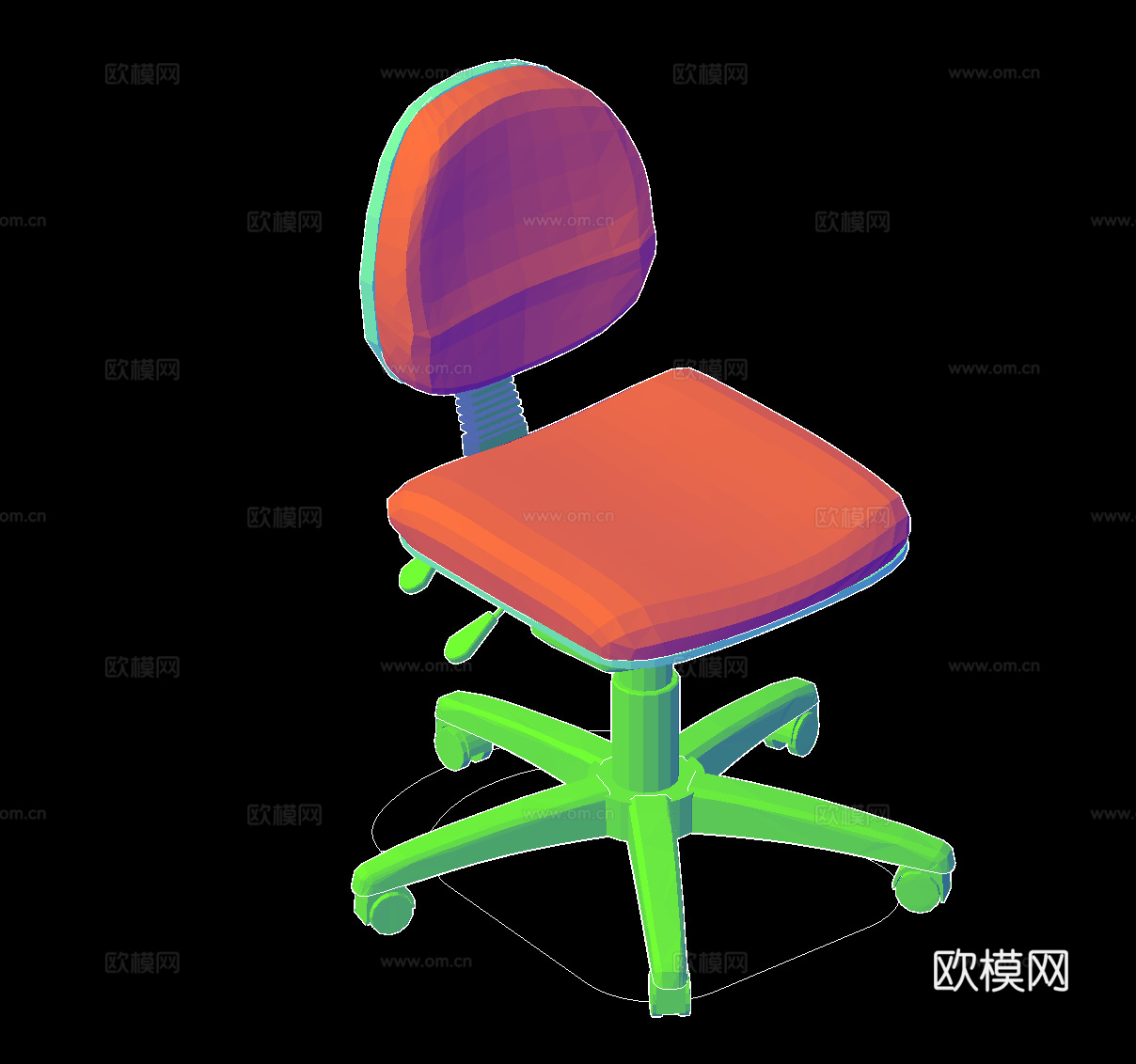 职员椅立体图cad施工图