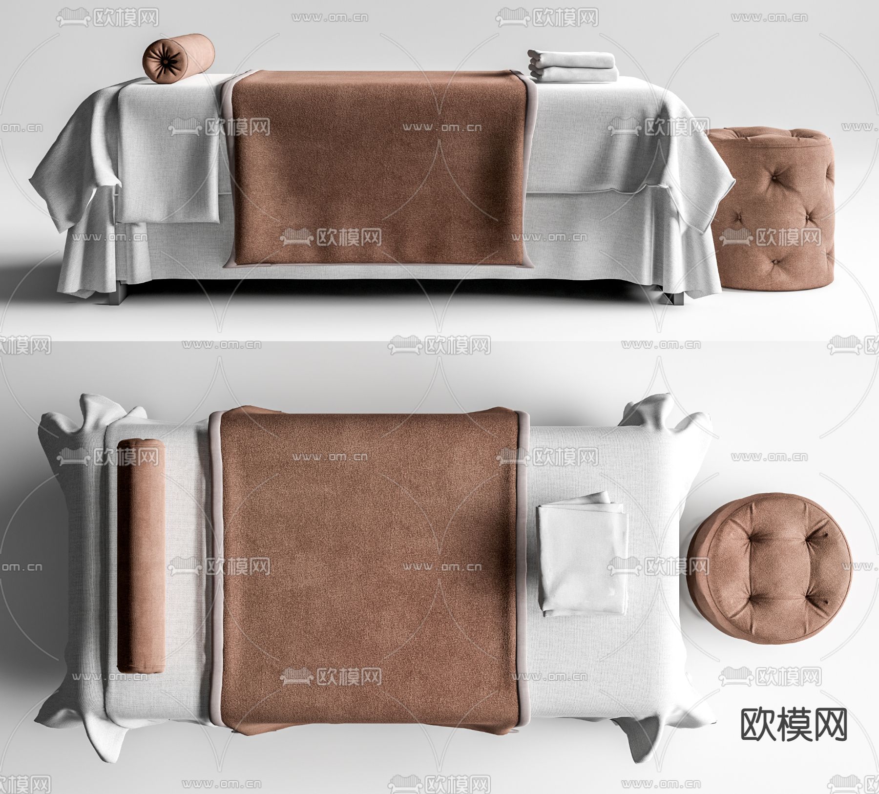 现代SPA按摩床 美容床su模型下载（渲染图1）