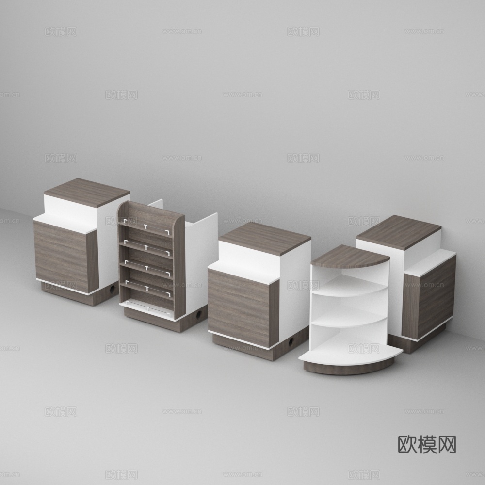 木质两色收银台3d模型