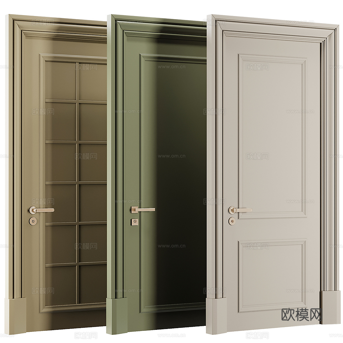 现代奶油风室内单开门3d模型下载（渲染图1）