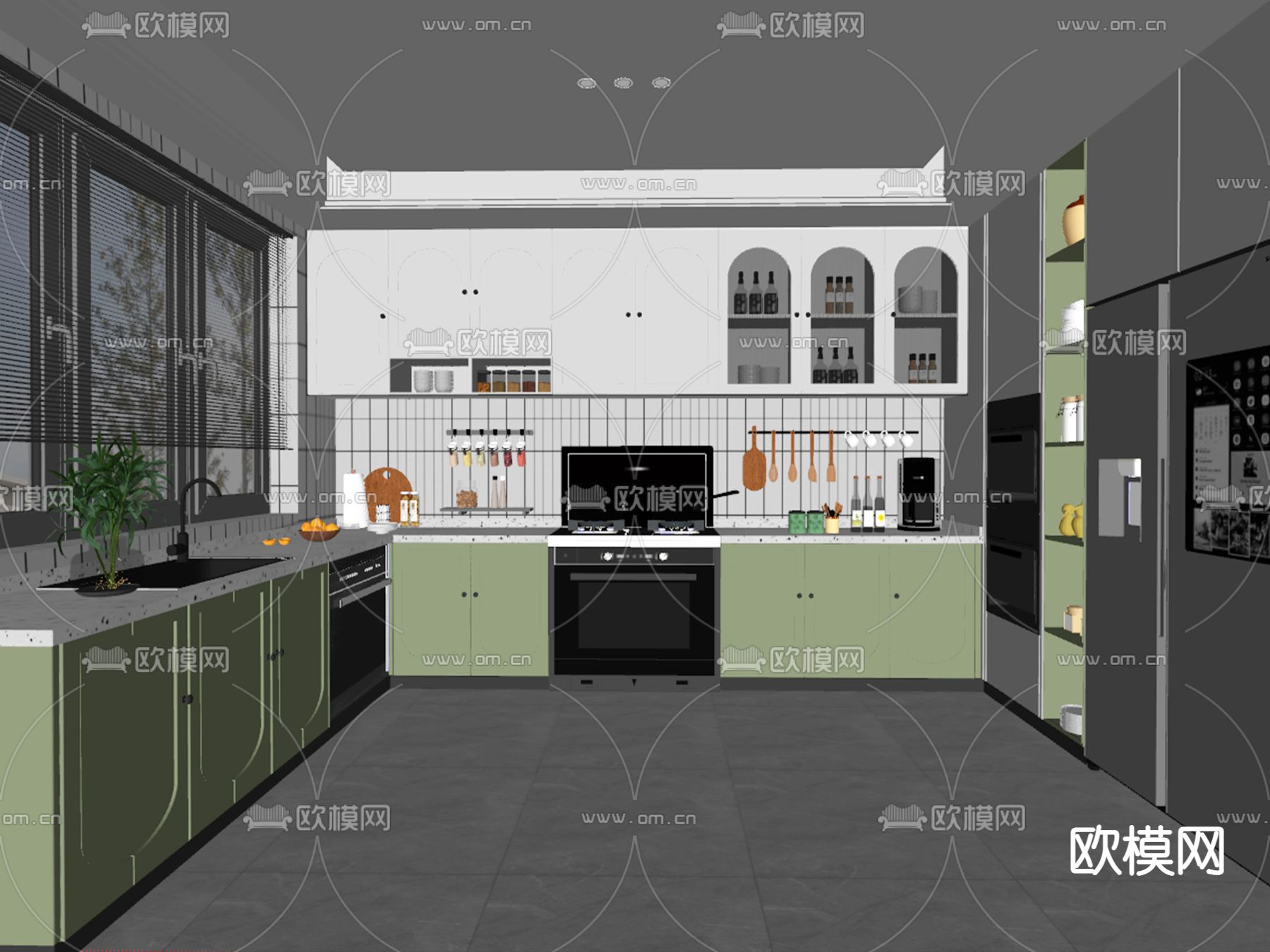北欧厨房su模型下载（渲染图2）