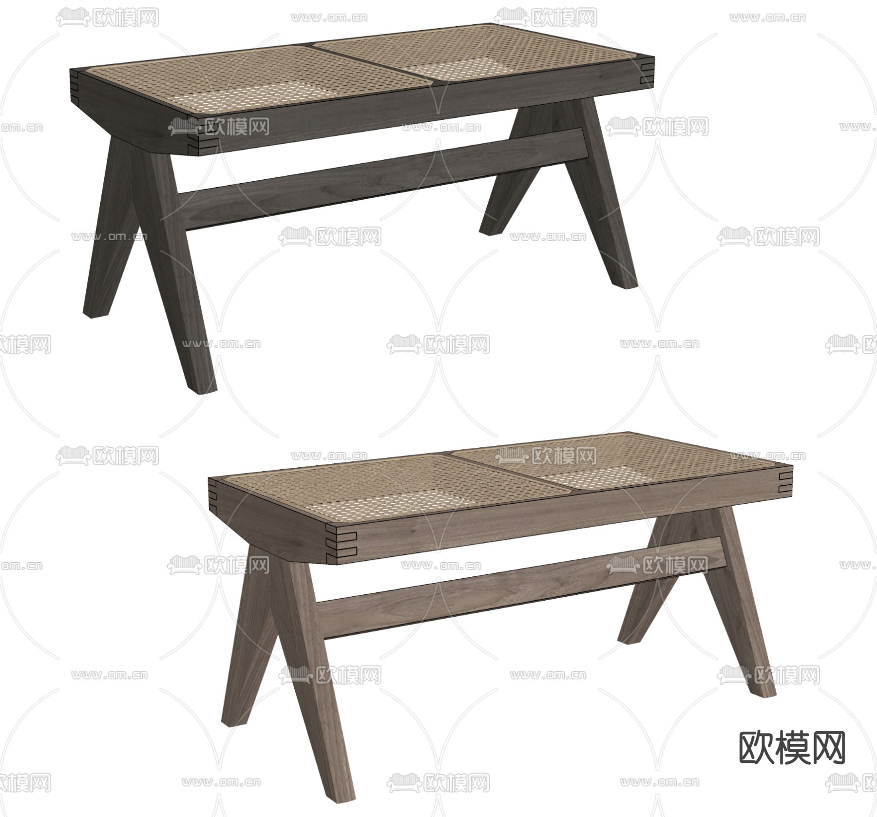 侘寂风长凳su模型下载（渲染图2）