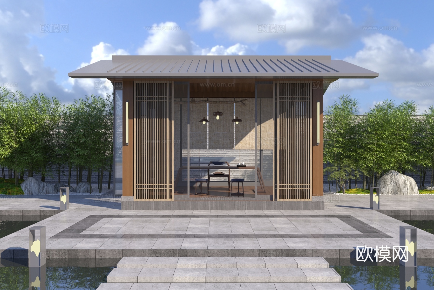 日式凉亭茶室3d模型下载