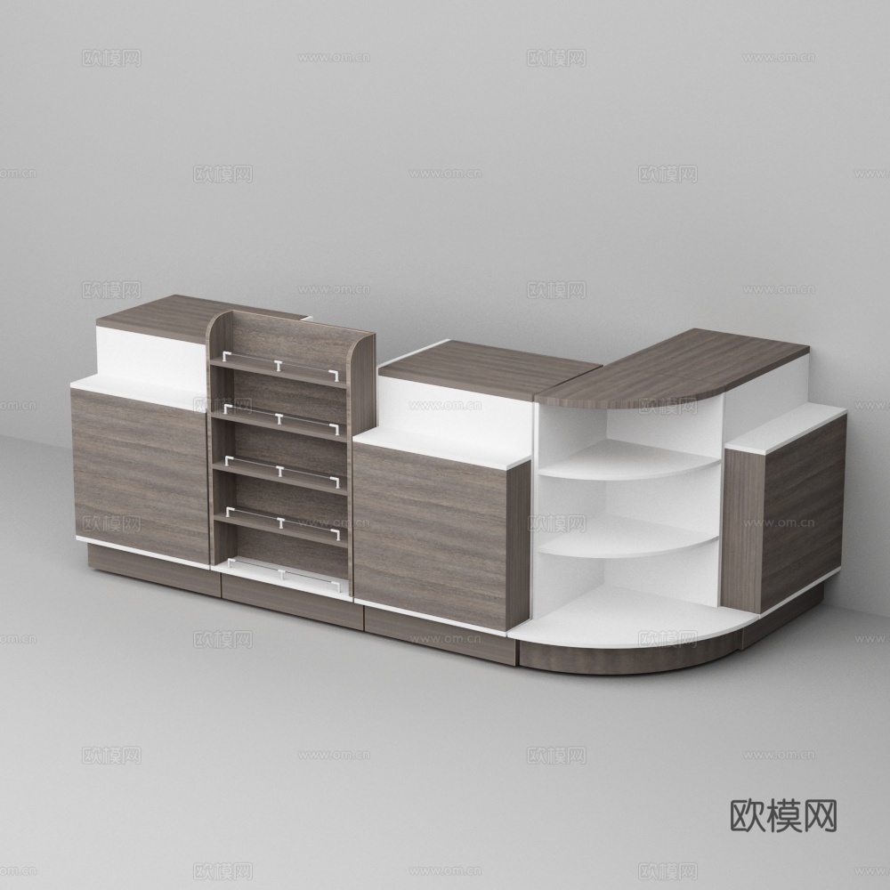 木质两色收银台3d模型