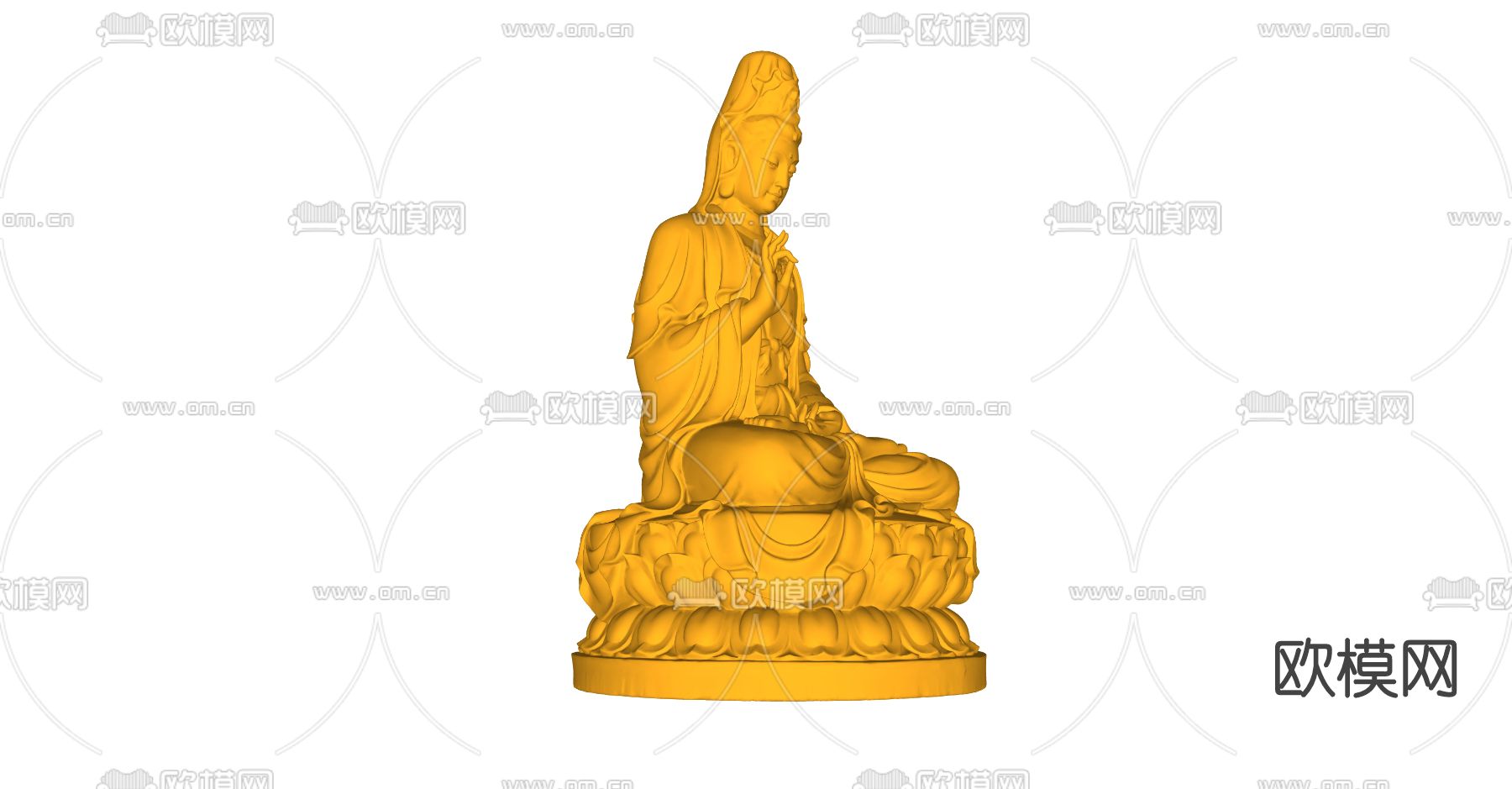 中式佛像雕塑su模型下载（渲染图2）