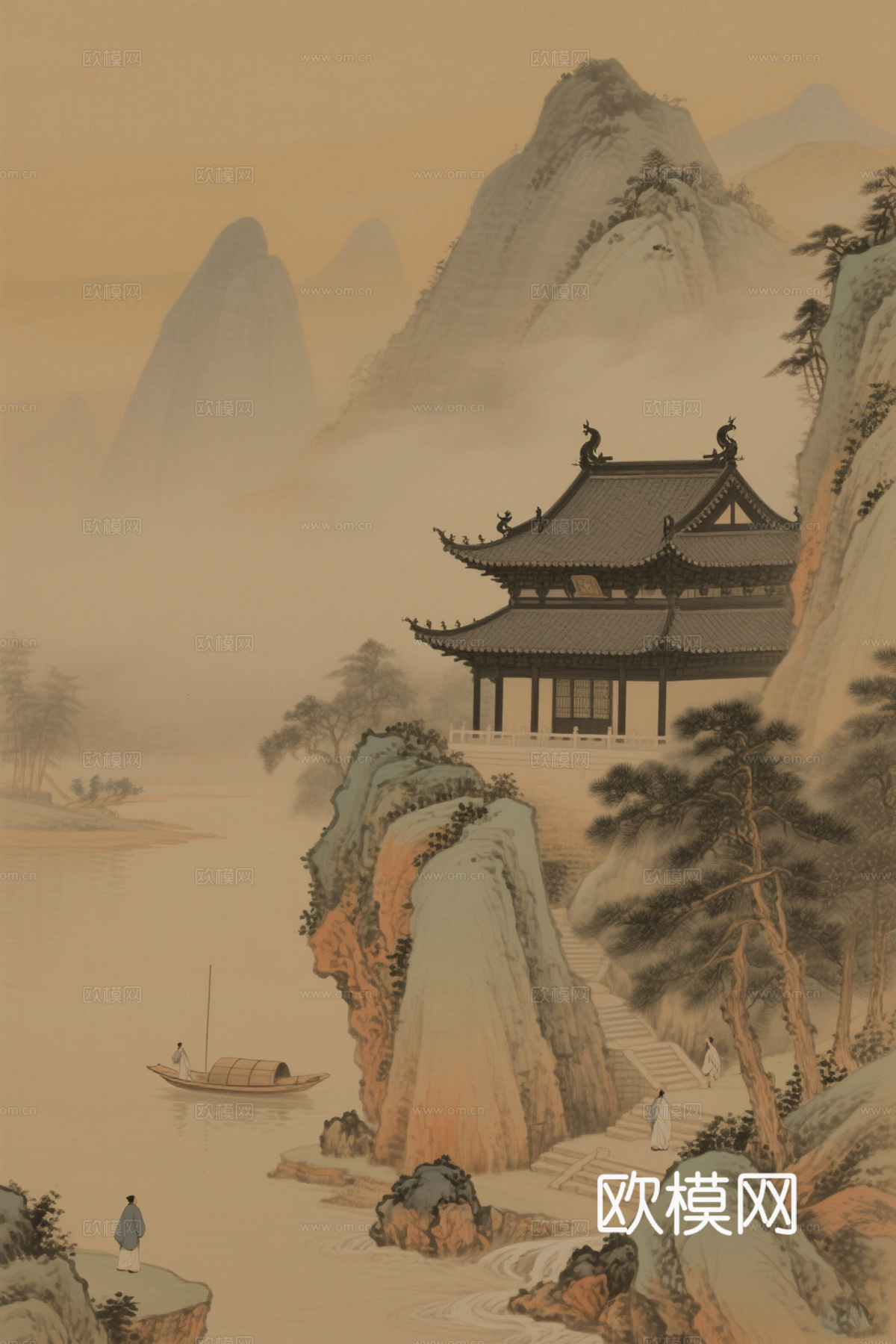 新中式宋式风装饰画  挂画 背景画 山水画