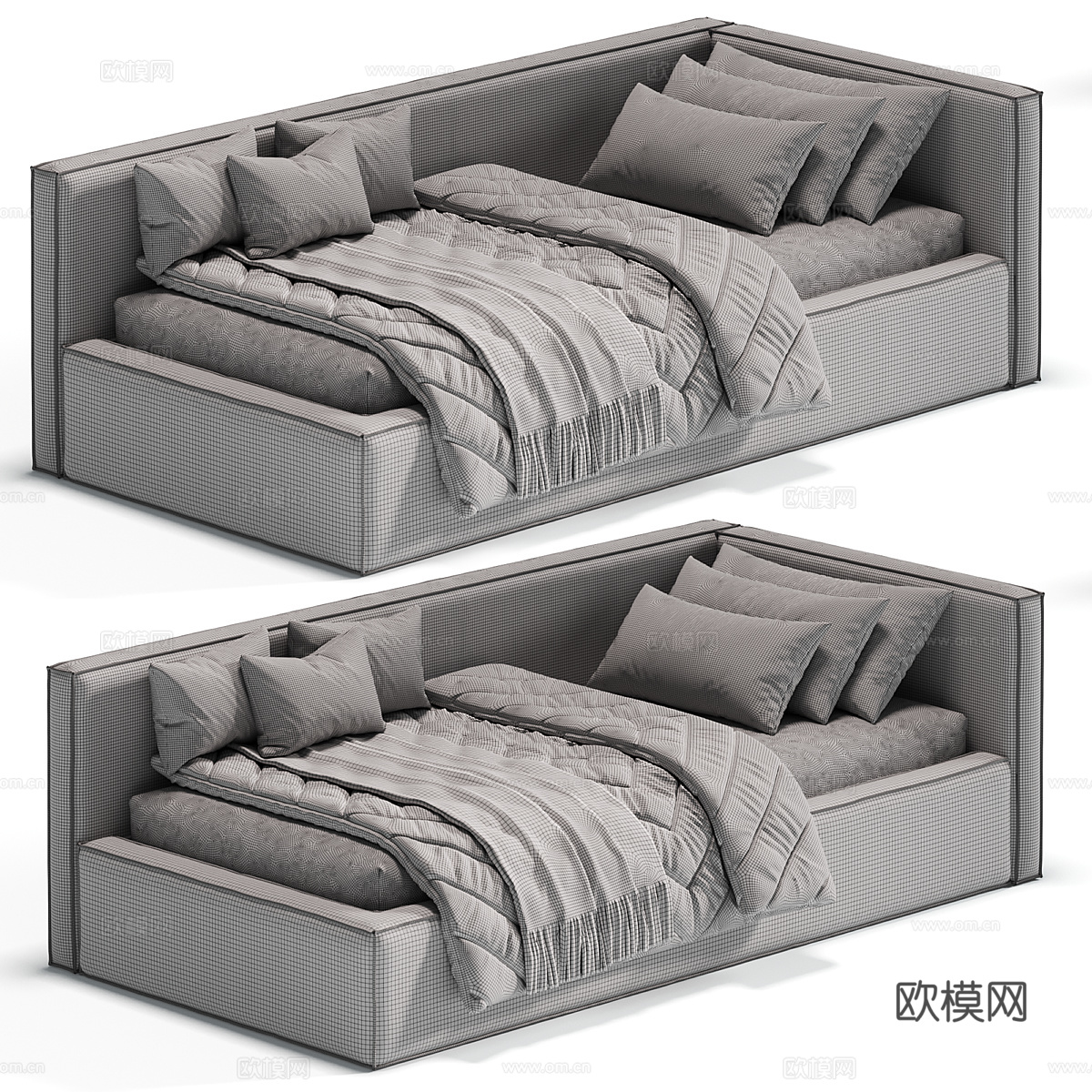 现代意式儿童布艺沙发床3d模型