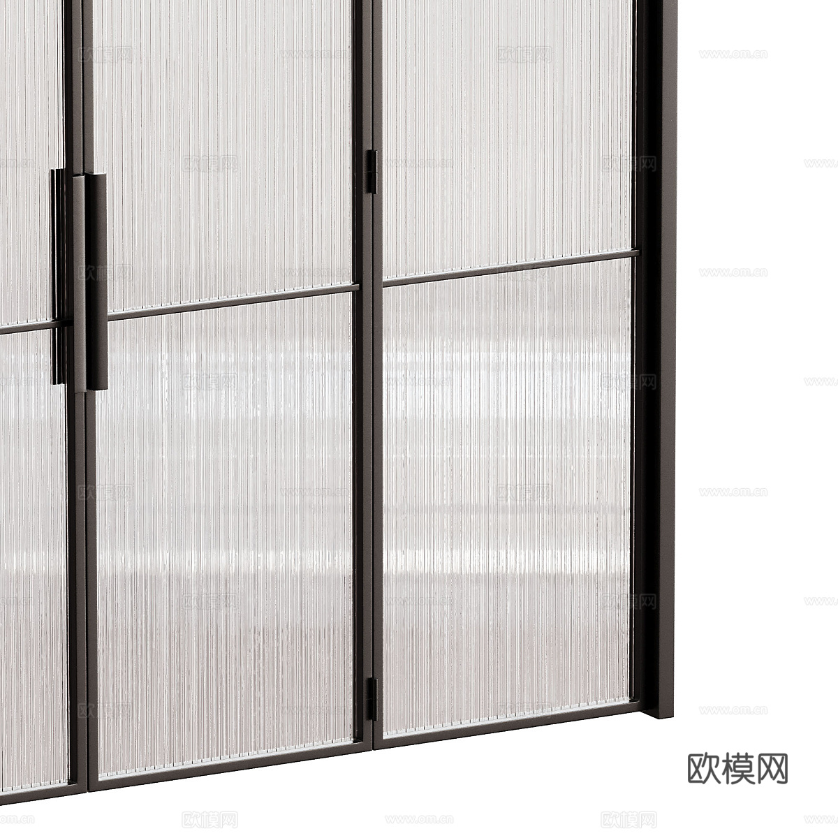 现代意式极简拱形玻璃门 对开门3d模型