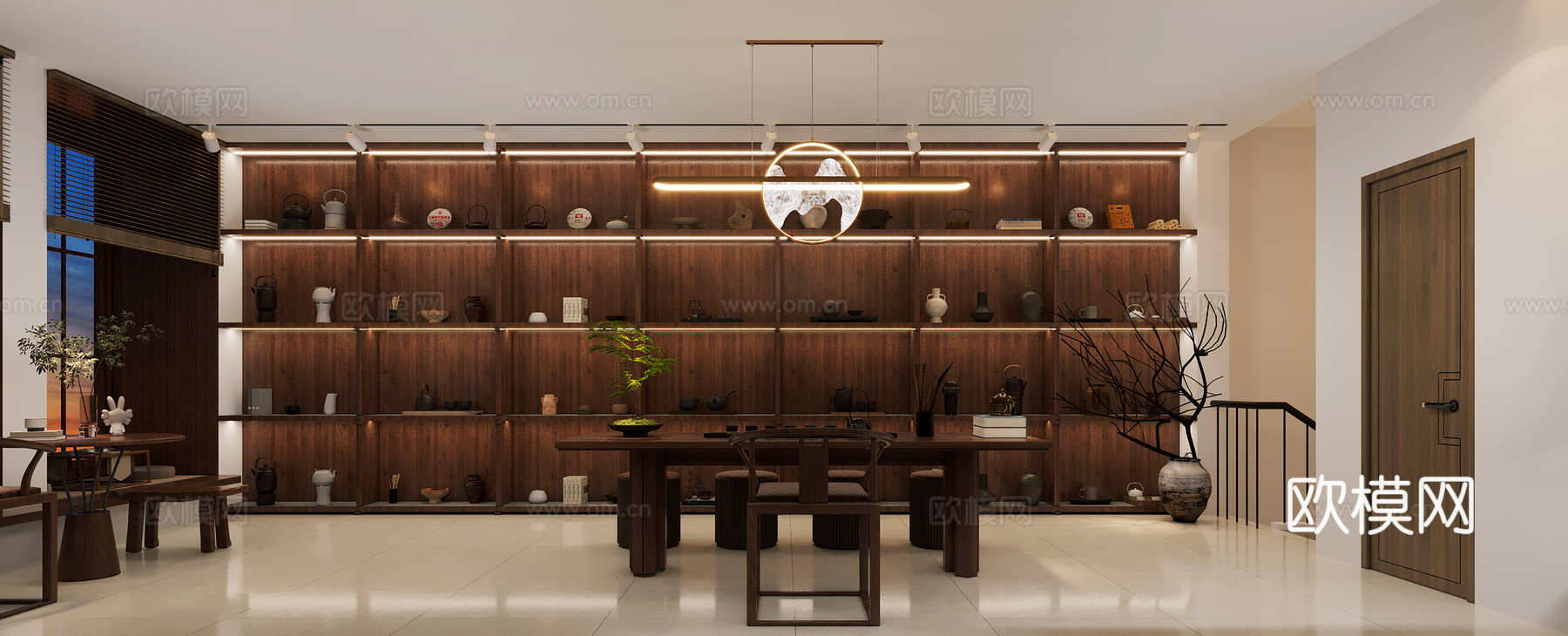 新中式茶具陶瓷店新中式茶室3d模型