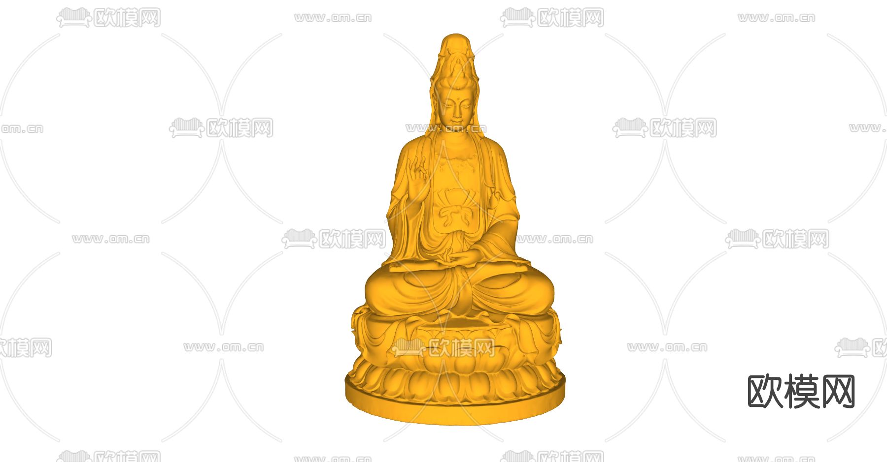 中式佛像雕塑su模型下载（渲染图1）
