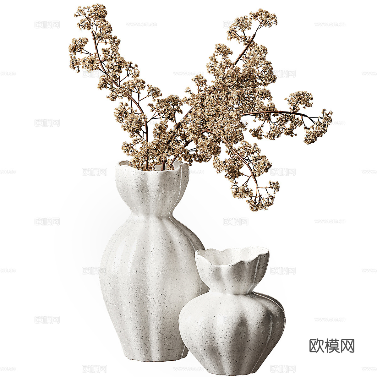 新中式轻奢花瓶花艺3d模型