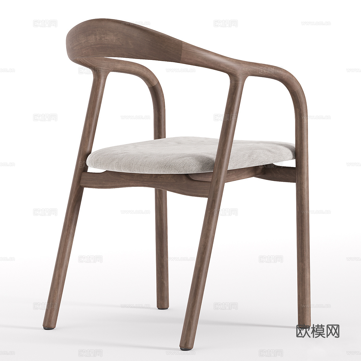 新中式木质单椅3d模型