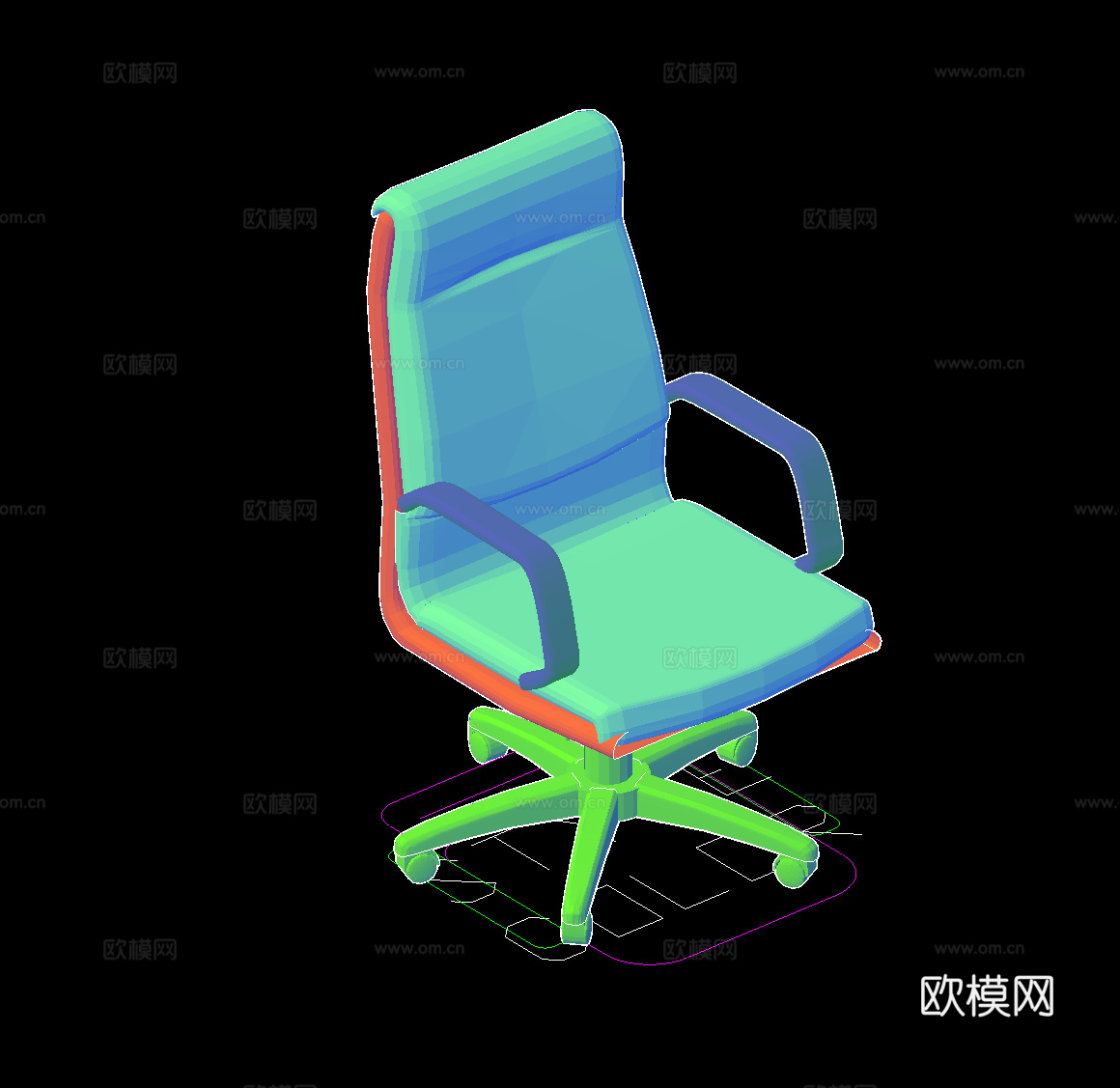 班椅立体图cad施工图