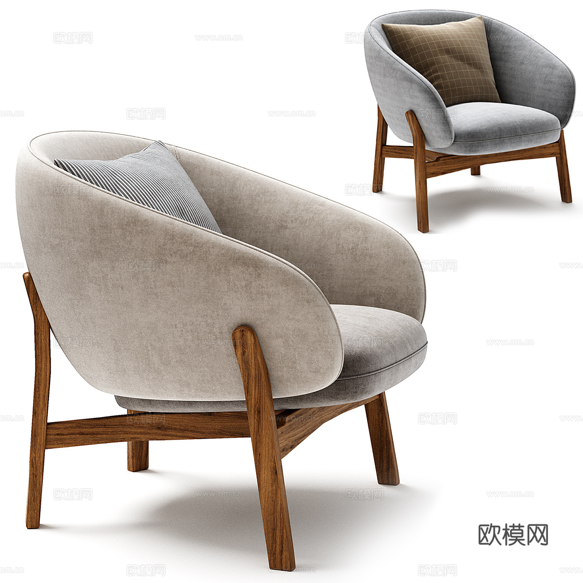 新中式布艺扶手椅3d模型