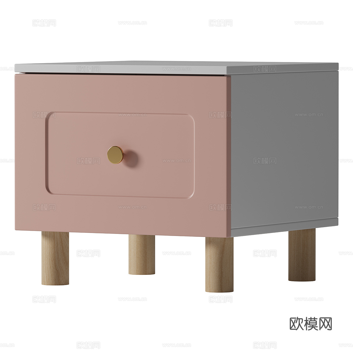 现代奶油风儿童床头柜3d模型