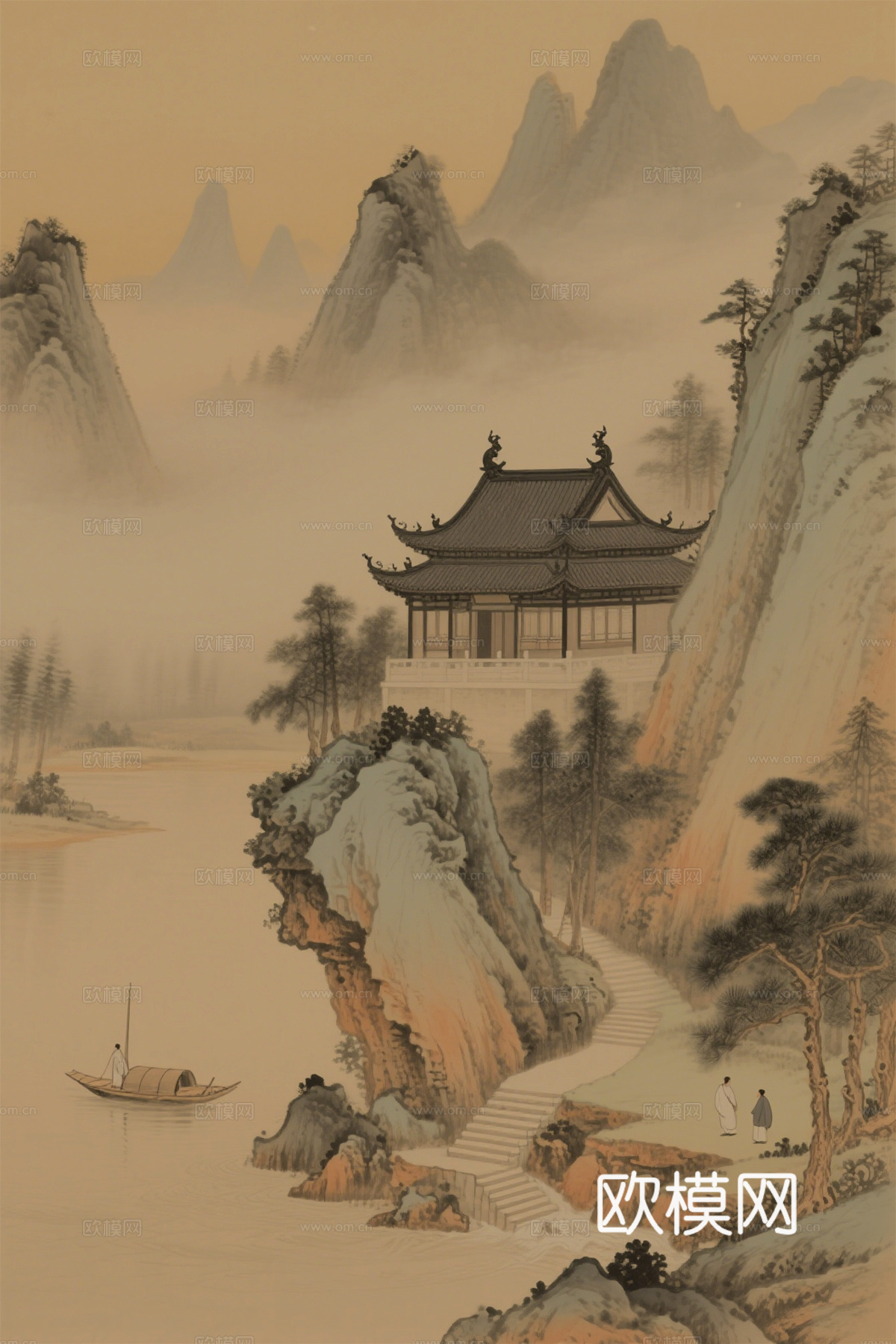 新中式宋式风装饰画  挂画 背景画 山水画